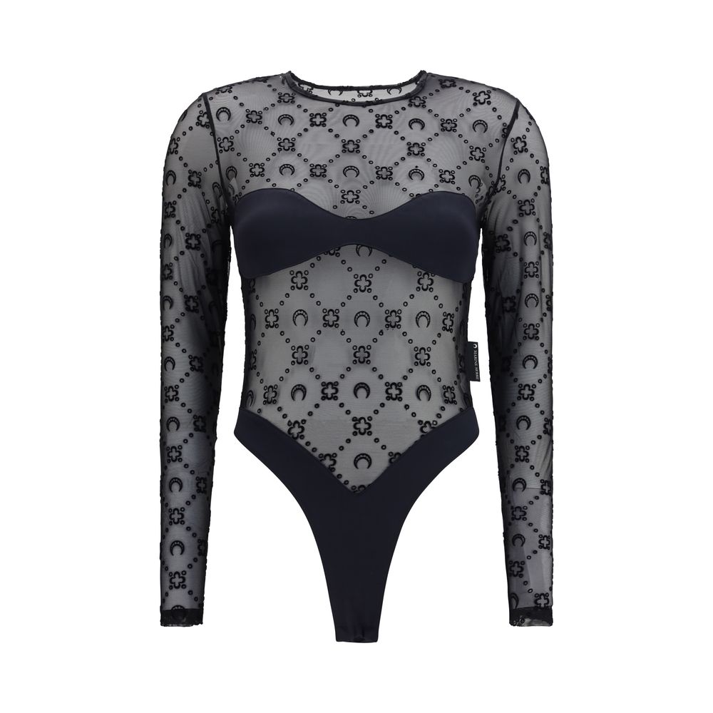 Marine Serre Black Polyamide Women's Bodysuit