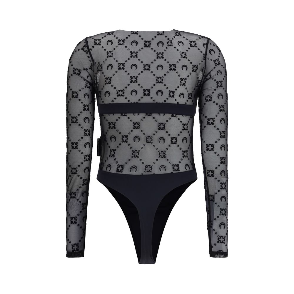Marine Serre Black Polyamide Women's Bodysuit