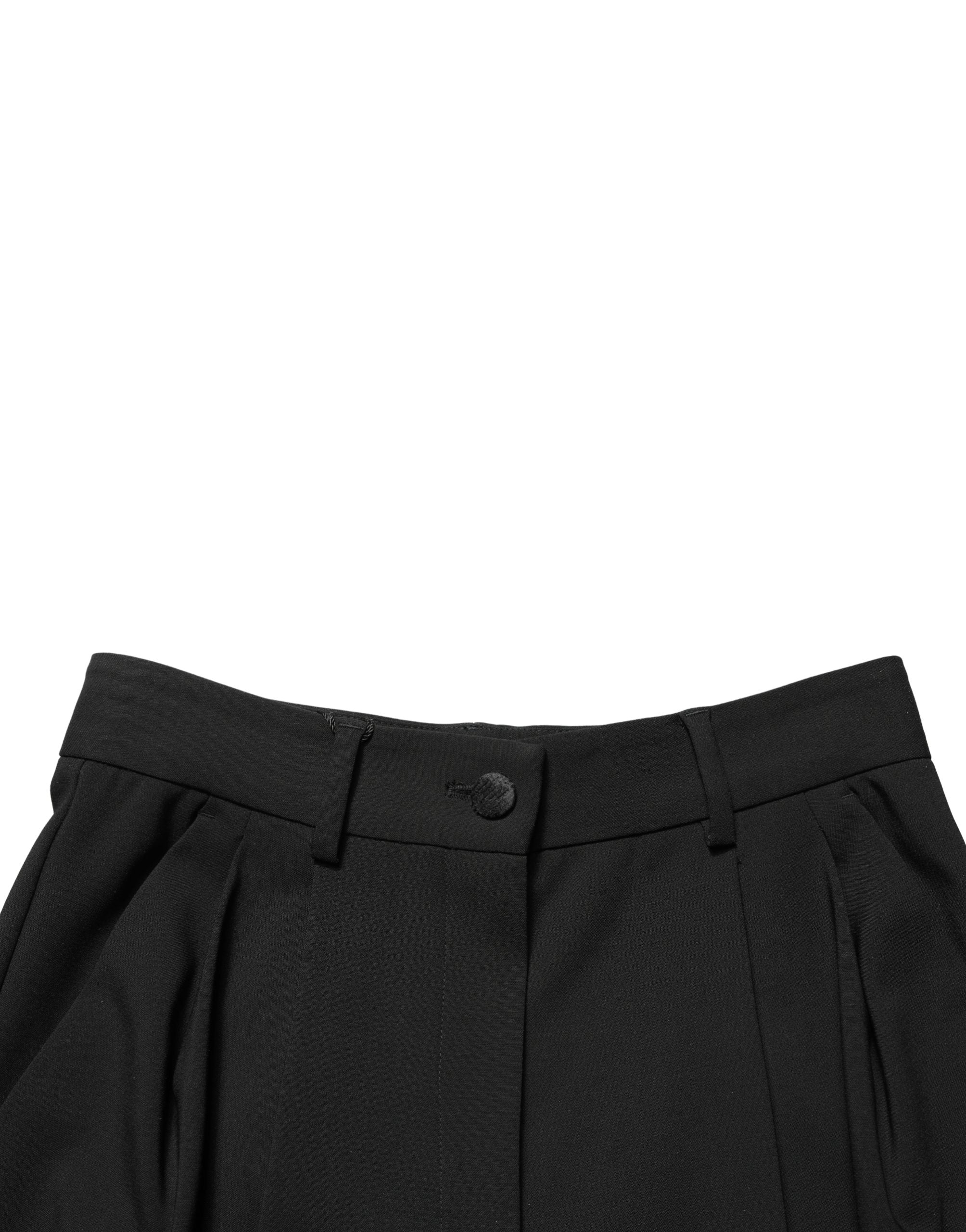 Dolce & Gabbana Black Wool High Waist Cropped Trouser Women's Pants