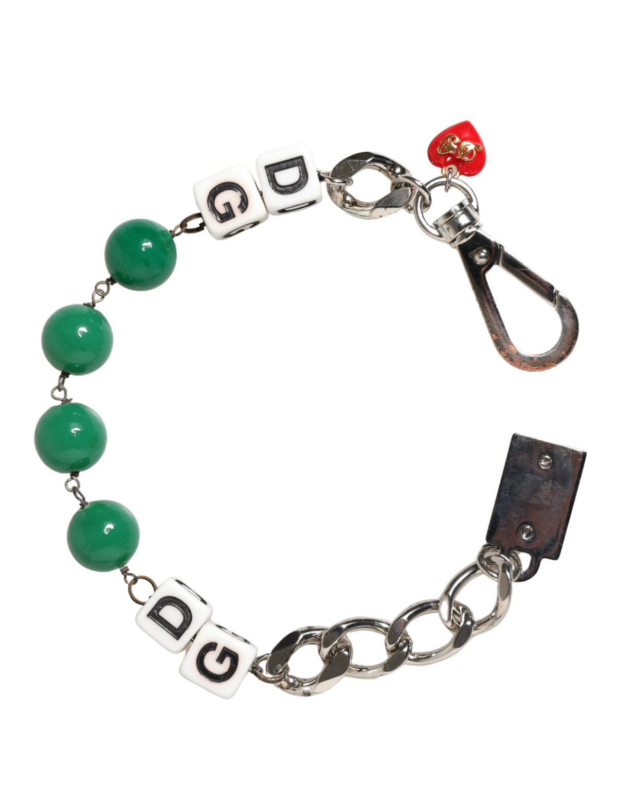 Dolce & Gabbana Silver Brass Chain Dice DG Logo EmbellishedCharm Women's Bracelet (Pre-Owned)