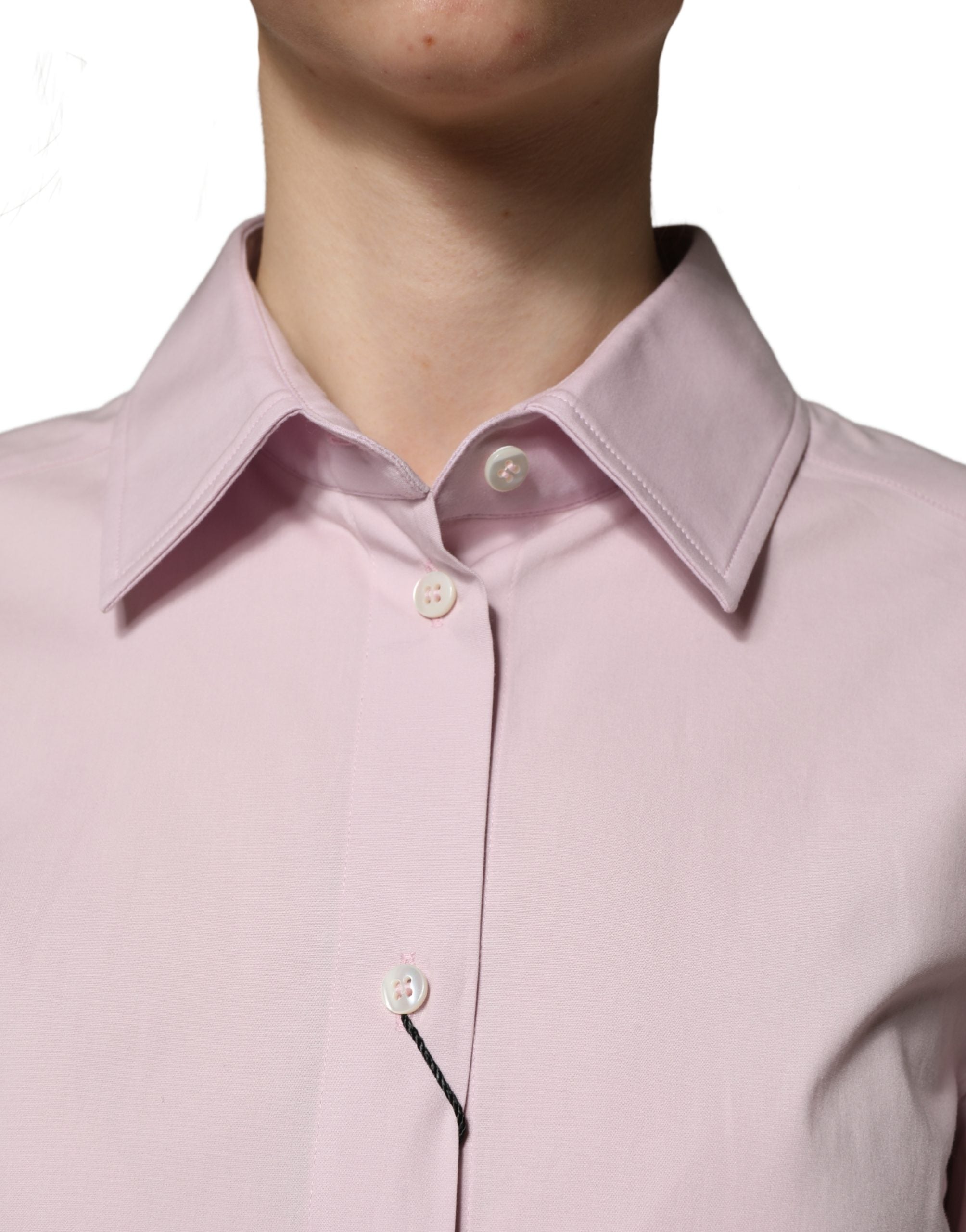 Dolce & Gabbana Pink Cotton Long Sleeves Collared Shirt Women's Top