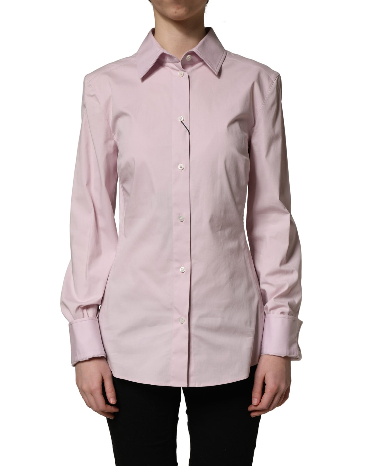 Dolce & Gabbana Pink Cotton Long Sleeves Collared Shirt Women's Top