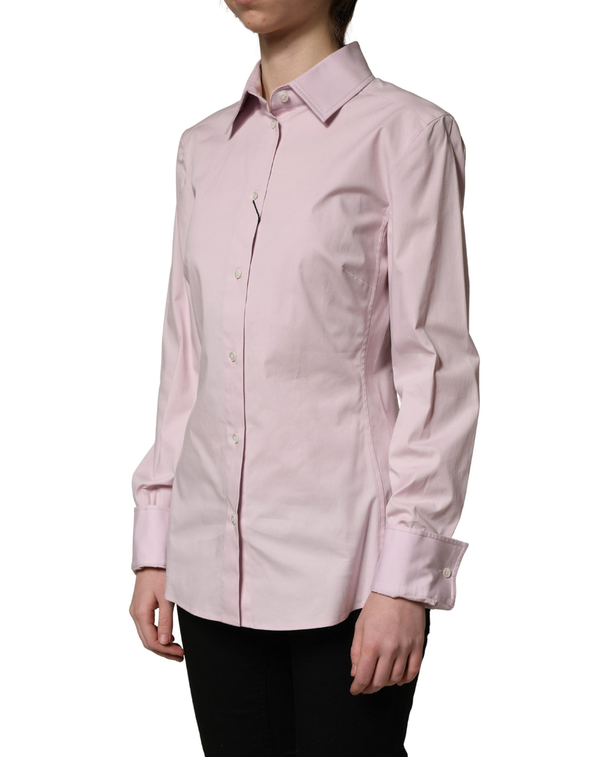 Dolce & Gabbana Pink Cotton Long Sleeves Collared Shirt Women's Top