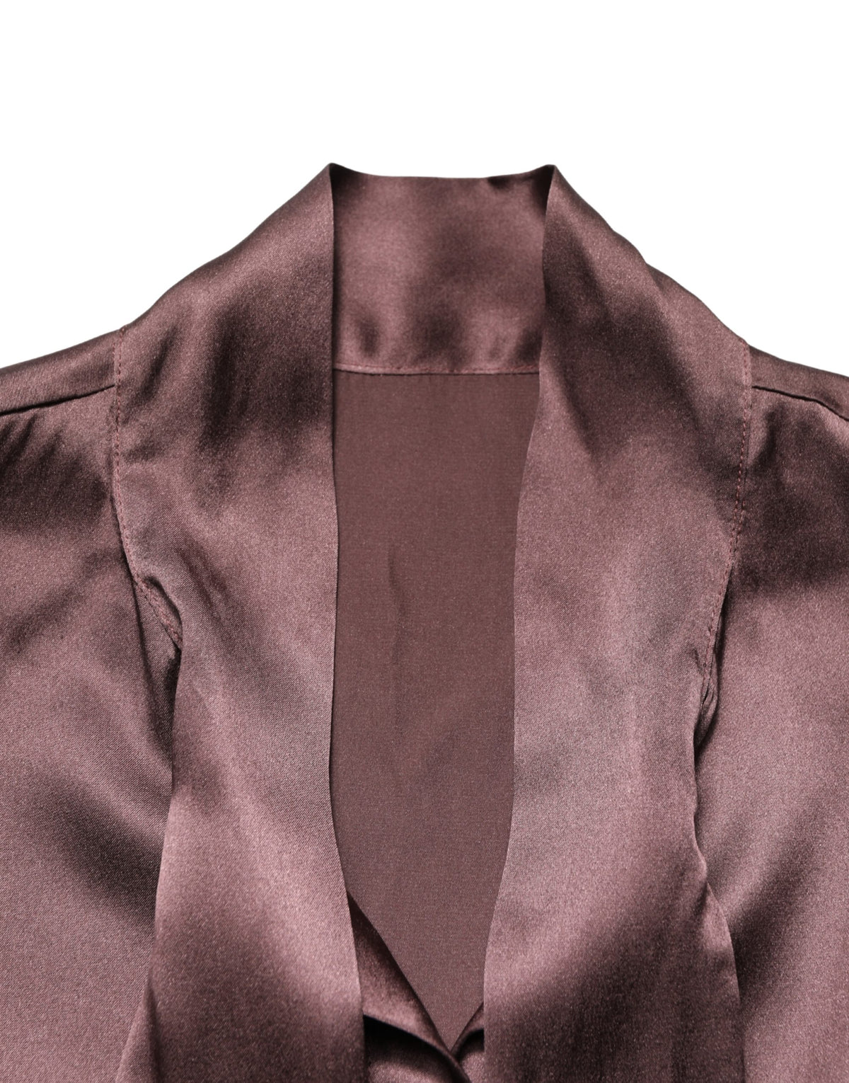 Dolce & Gabbana Violet Satin Long Sleeve Ascot Tie Shirt Women's Top (Pre-Owned)