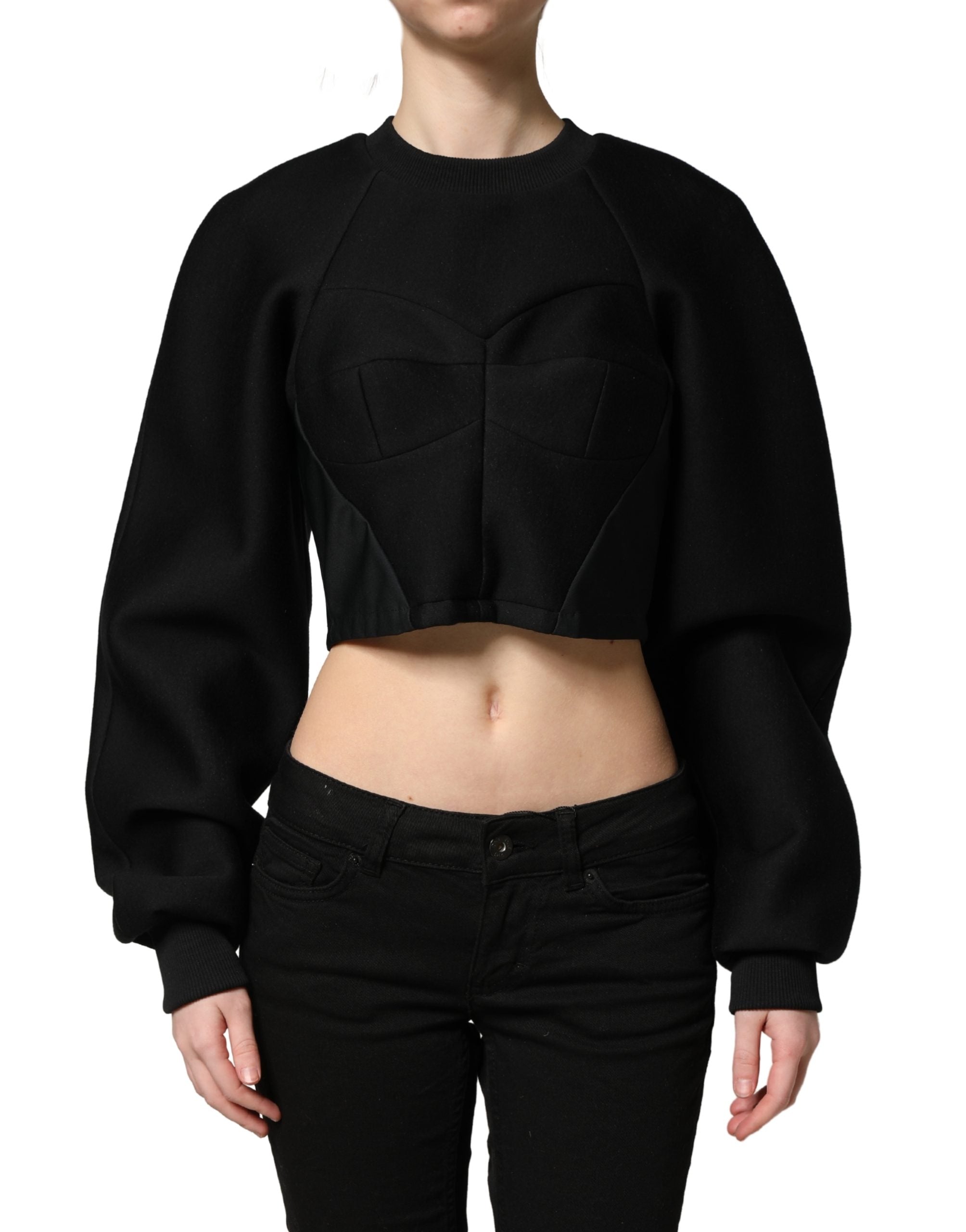 Philosophy Black Cropped ZipperBack Sweatshirt Women's Sweater
