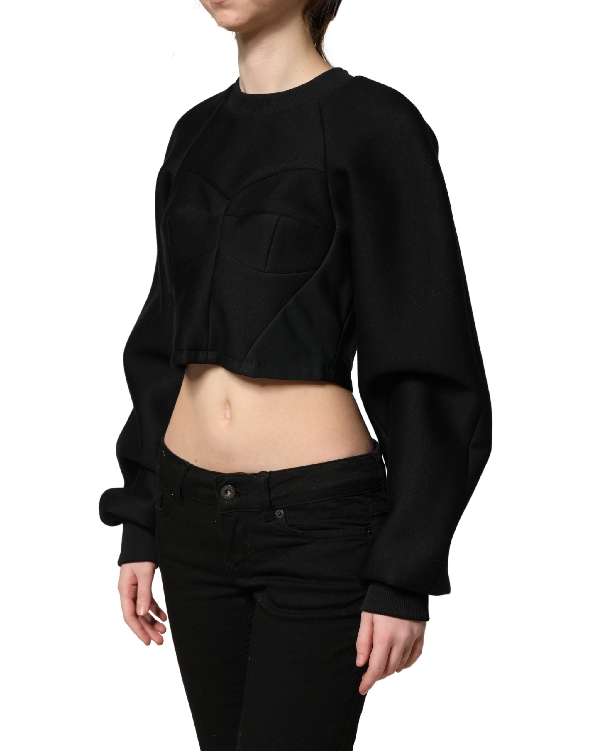 Philosophy Black Cropped ZipperBack Sweatshirt Women's Sweater