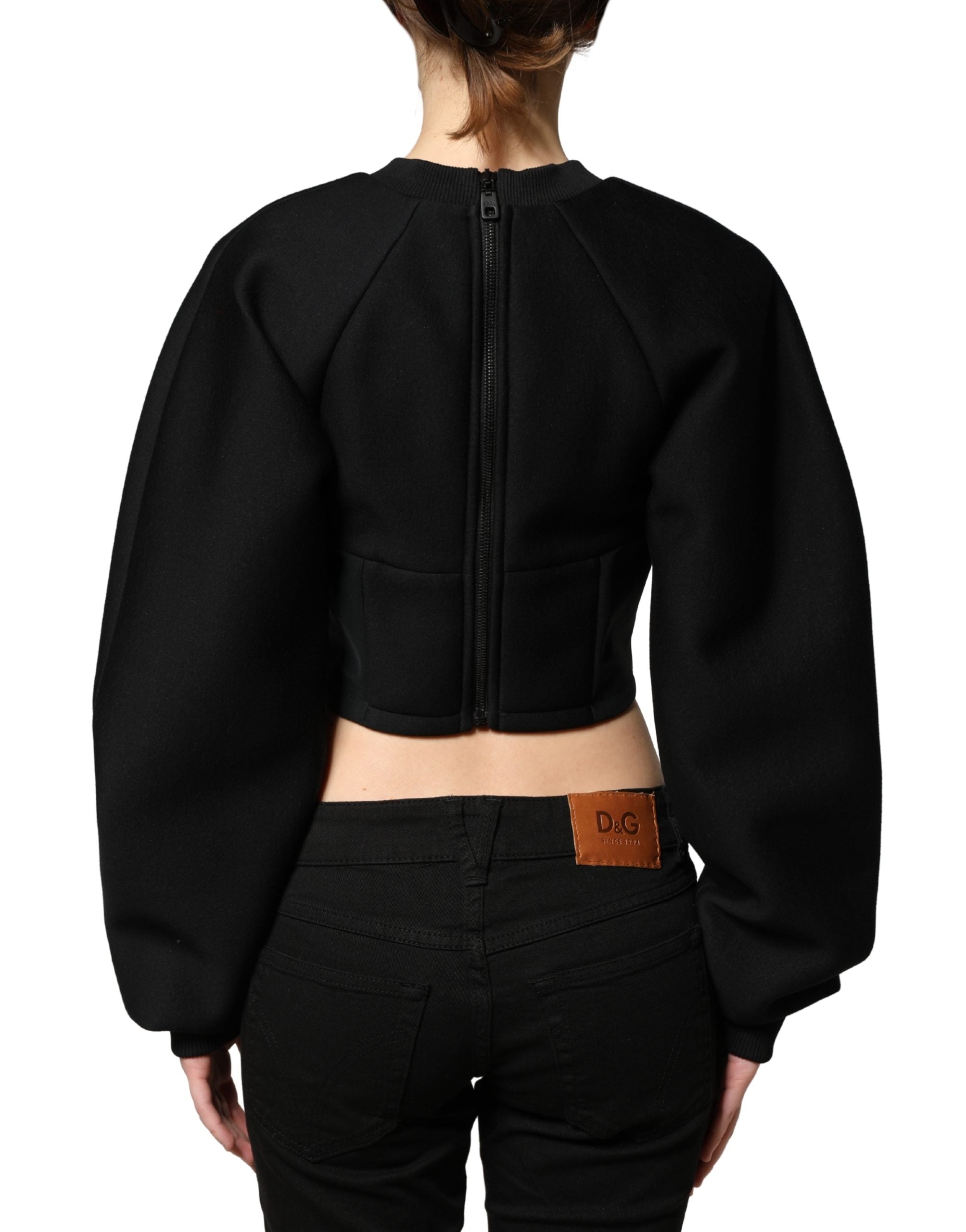 Philosophy Black Cropped ZipperBack Sweatshirt Women's Sweater