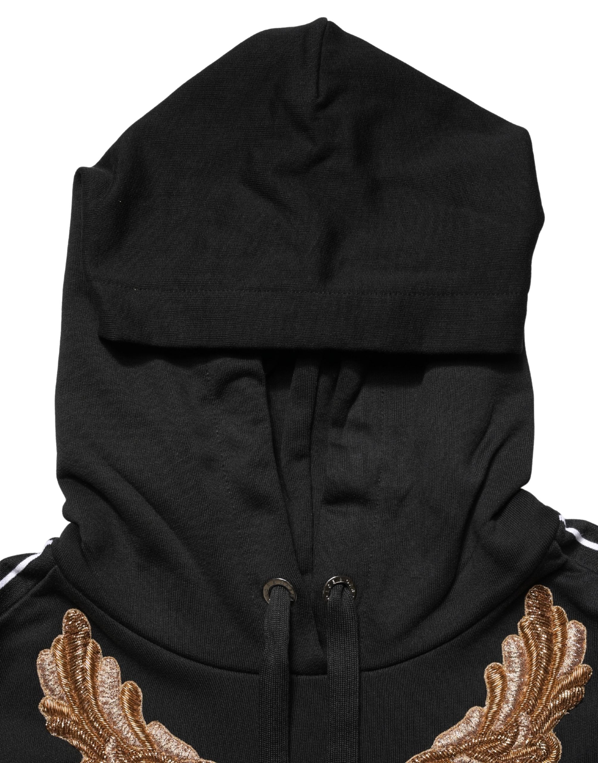 Dolce & Gabbana Black Embroidered Tassel Hooded Sweatshirt Women's Sweater