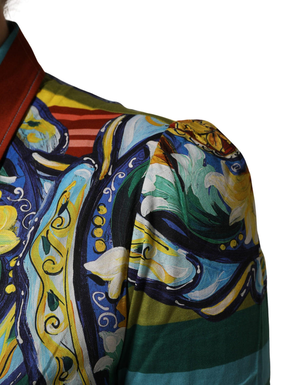 Dolce & Gabbana Multicolor Majolica Print Cotton Blouse Women's Top