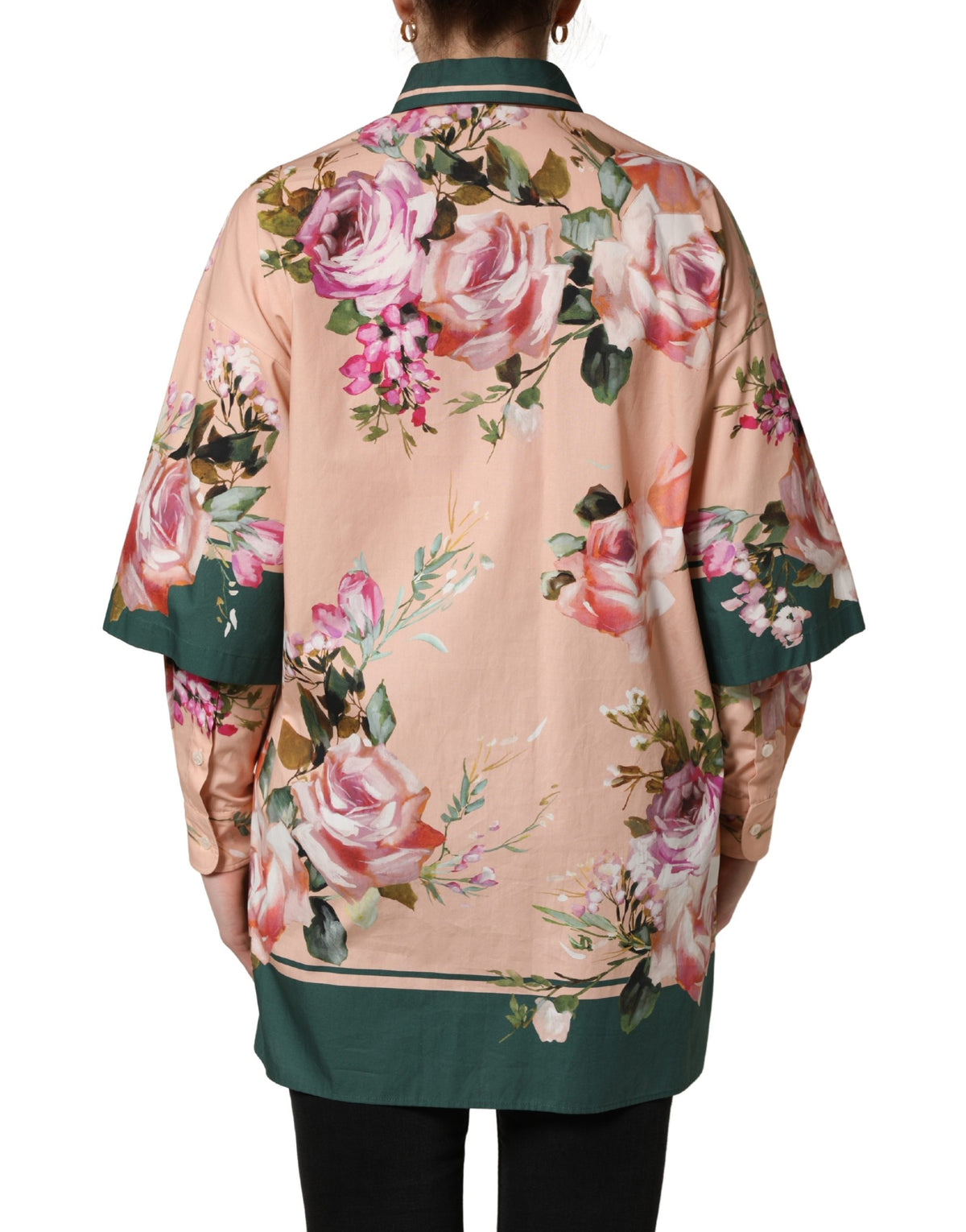 Dolce & Gabbana Pink Floral Cotton Button Front Shirt Women's Top
