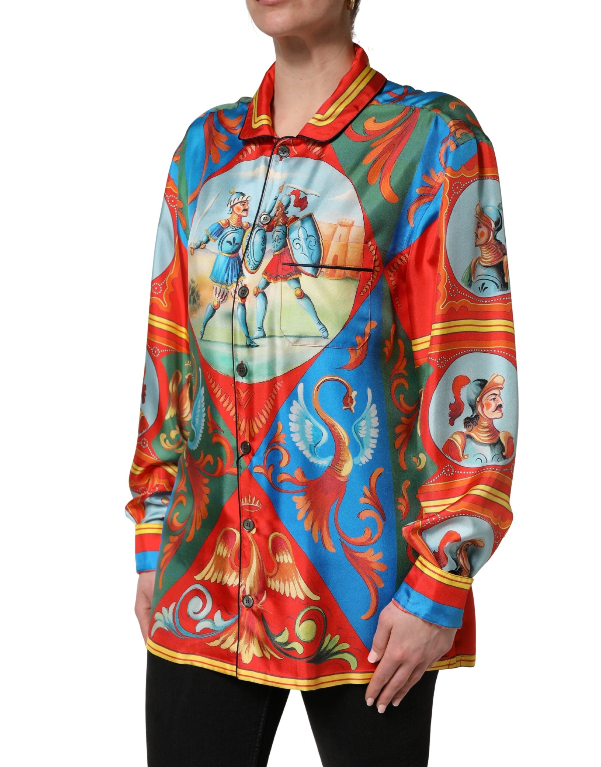 Dolce & Gabbana Multicolor Printed Long Sleeve Button Down Shirt Women's Top (Pre-Owned)