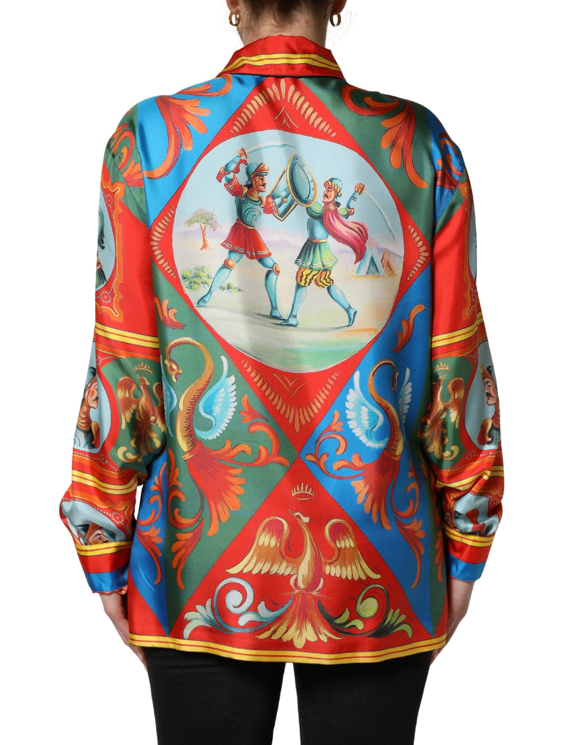 Dolce & Gabbana Multicolor Printed Long Sleeve Button Down Shirt Women's Top (Pre-Owned)