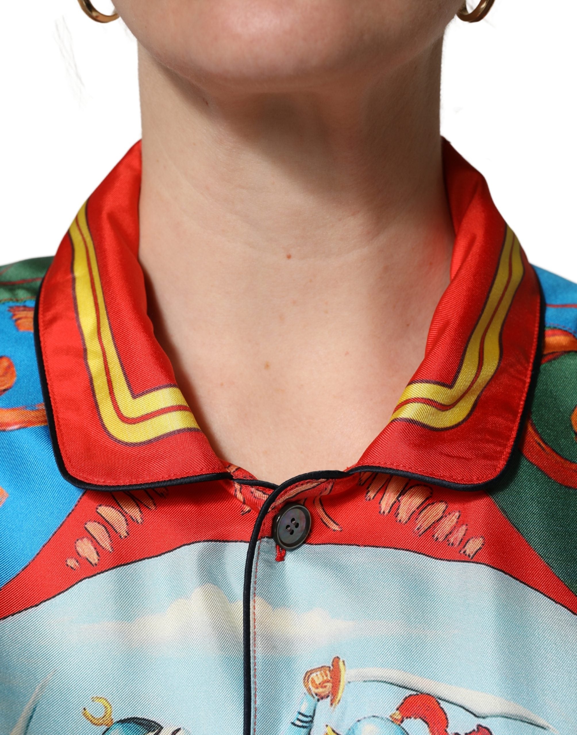Dolce & Gabbana Multicolor Printed Long Sleeve Button Down Shirt Women's Top (Pre-Owned)