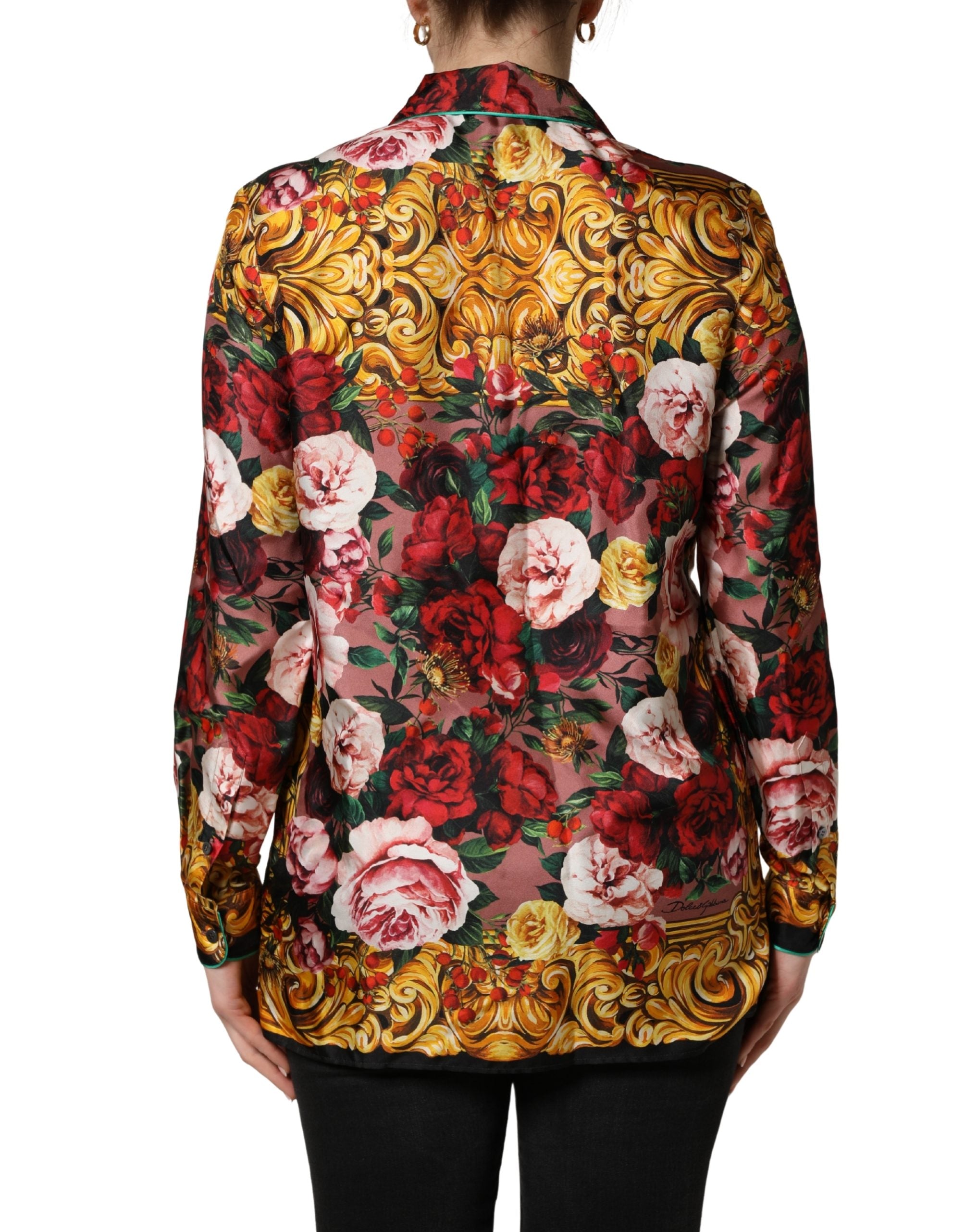 Dolce & Gabbana Multicolor Floral Long Sleeves Button Down Shirt Women's Top