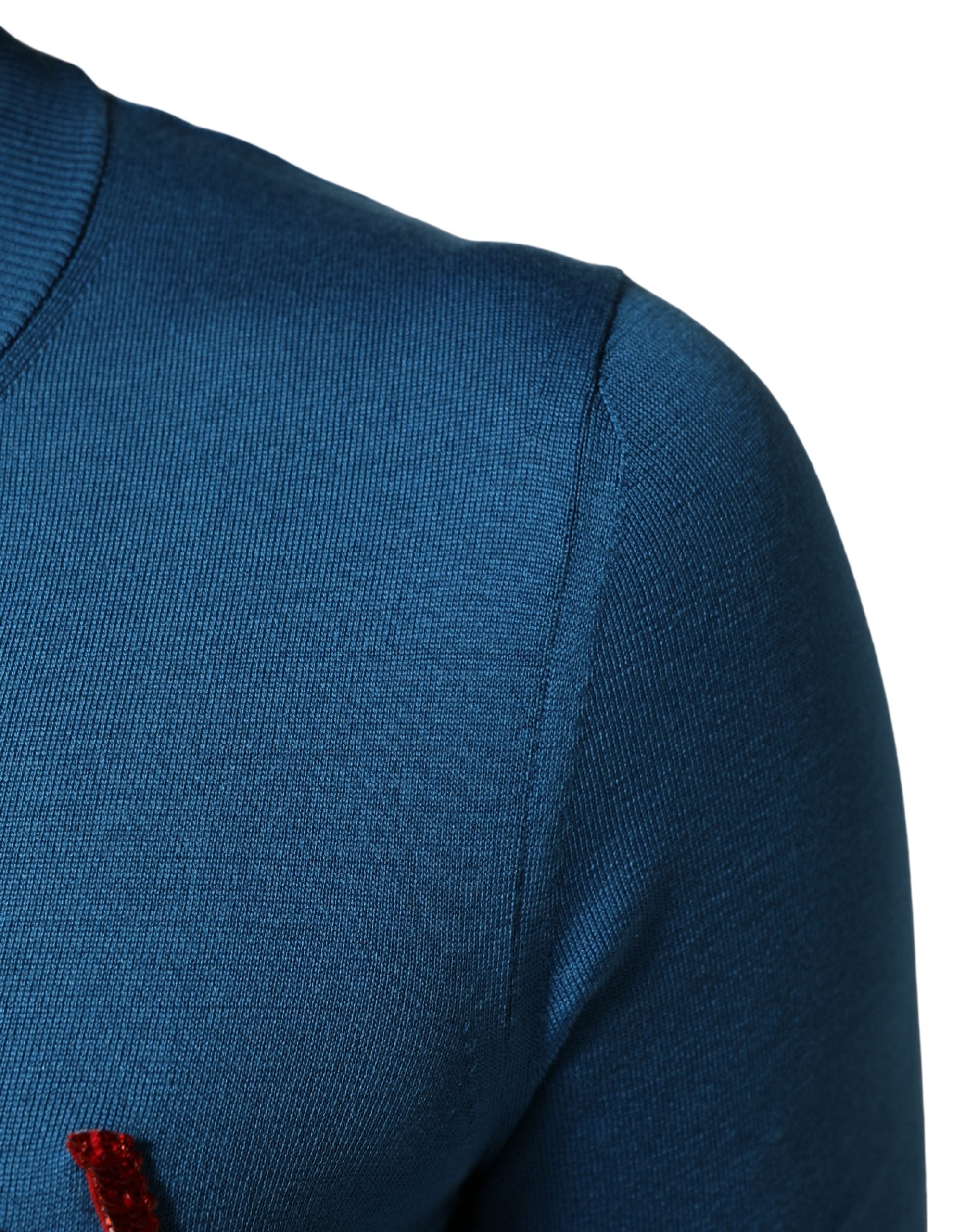 Dolce & Gabbana Blue Silk Sequined CrewNeck Pullover Women's Sweater