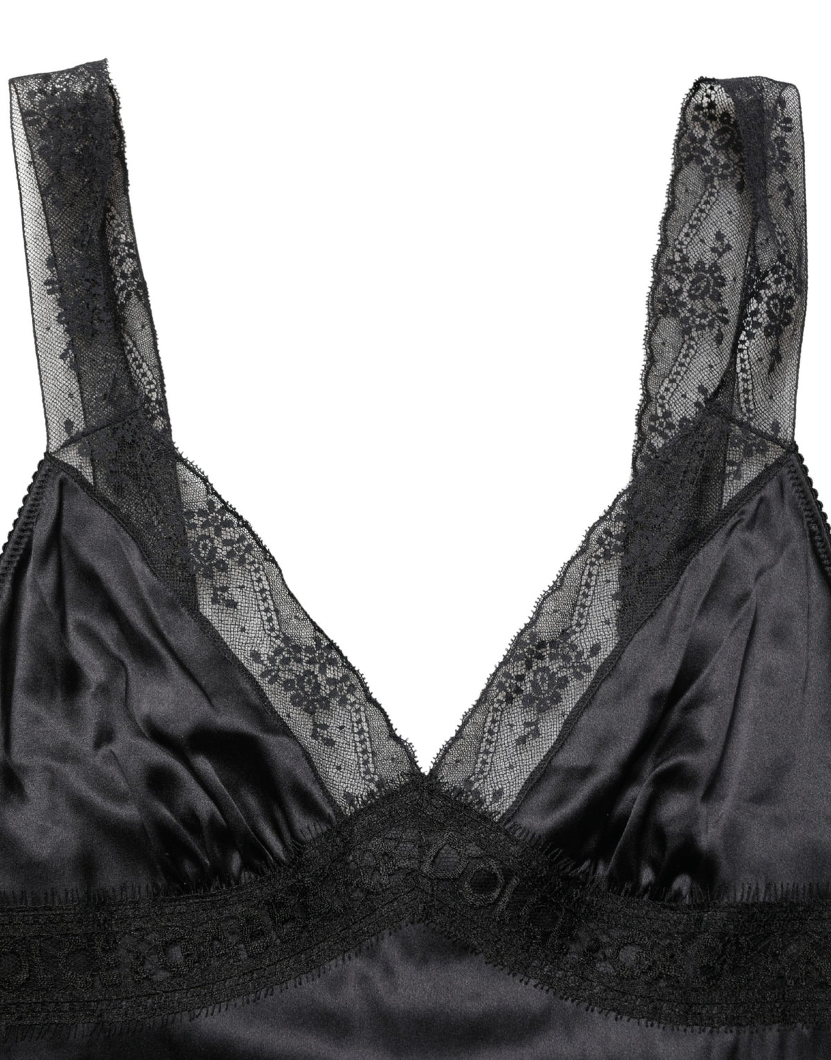 Dolce & Gabbana Black Silk Lace Trim Camisole V-neckline Tank Women's Top