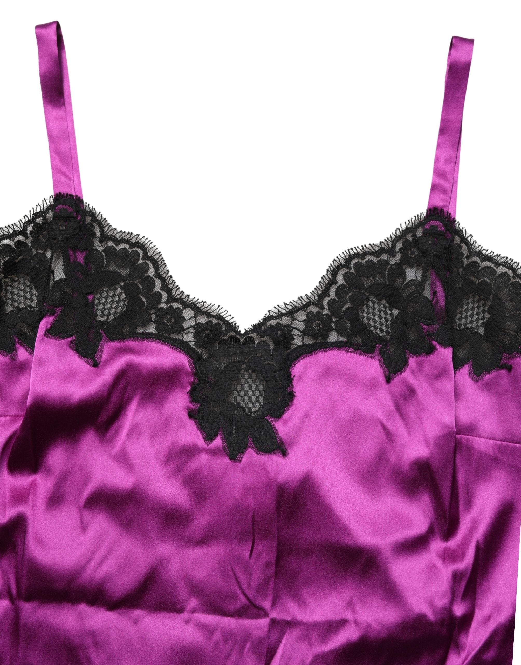 Dolce & Gabbana Purple Silk Lace Trim Camisole Sleeveless Tank Women's Top