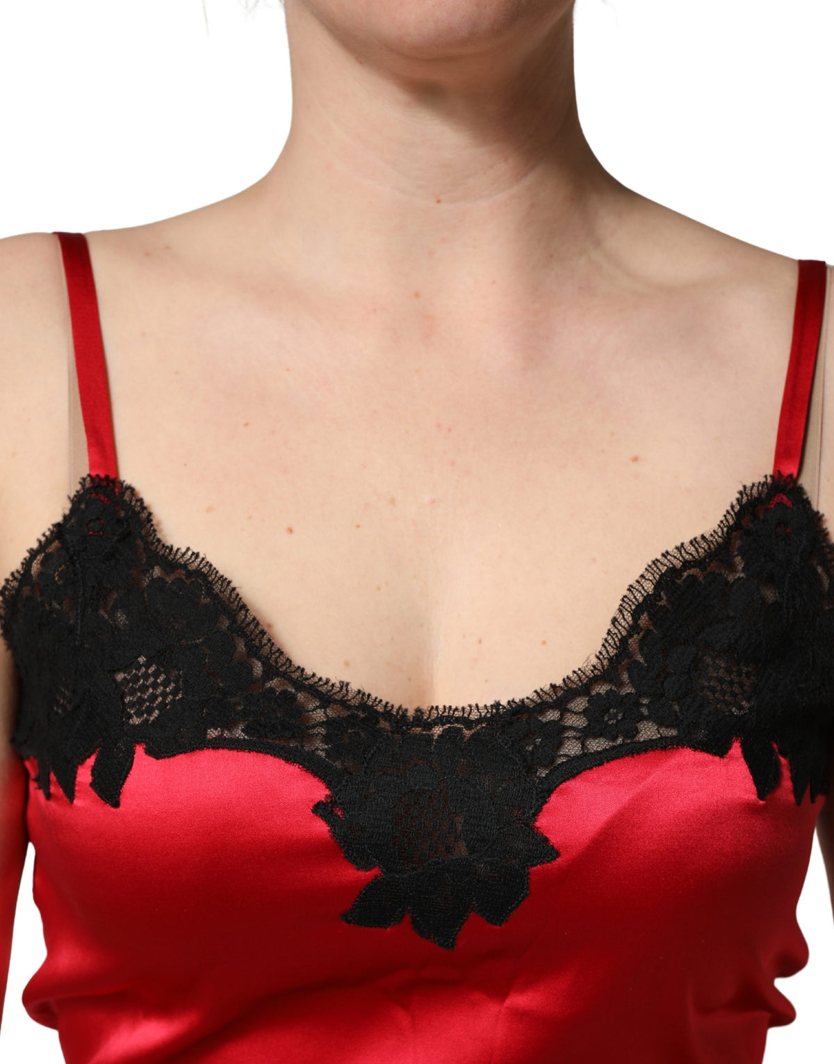 Dolce & Gabbana Red Silk Lace Trim Camisole Sleeveless Tank Women's Top