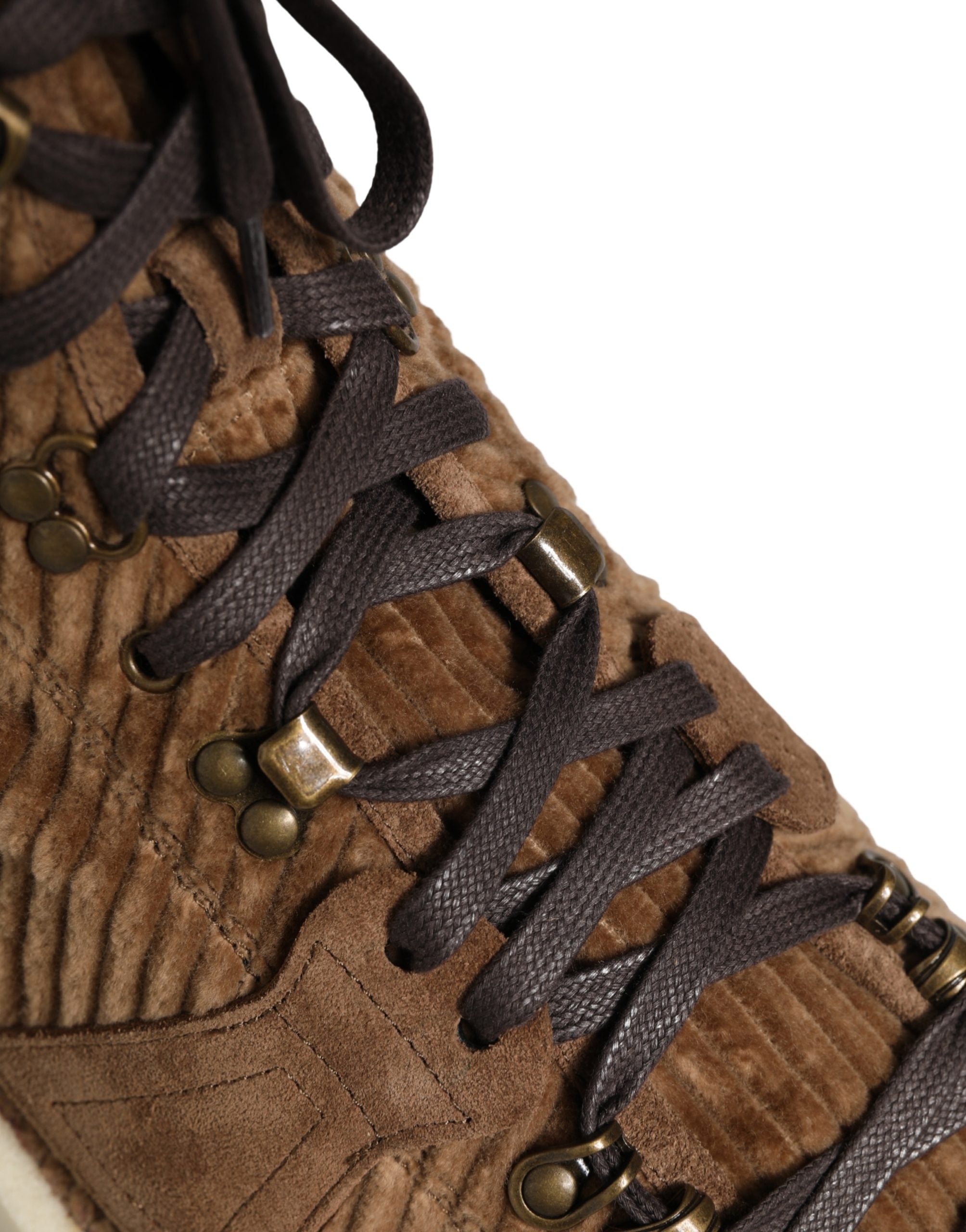 Dolce & Gabbana Brown Corduroy High Top Oxford Men's Boots