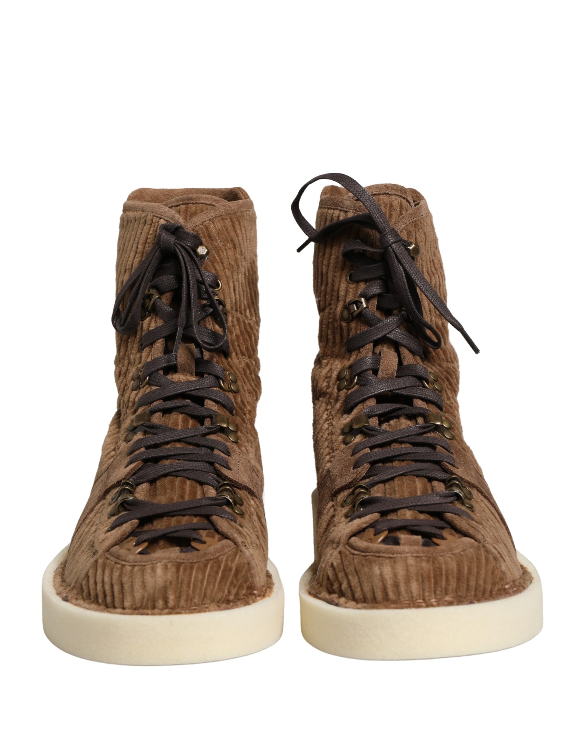 Dolce & Gabbana Brown Corduroy High Top Oxford Men's Boots