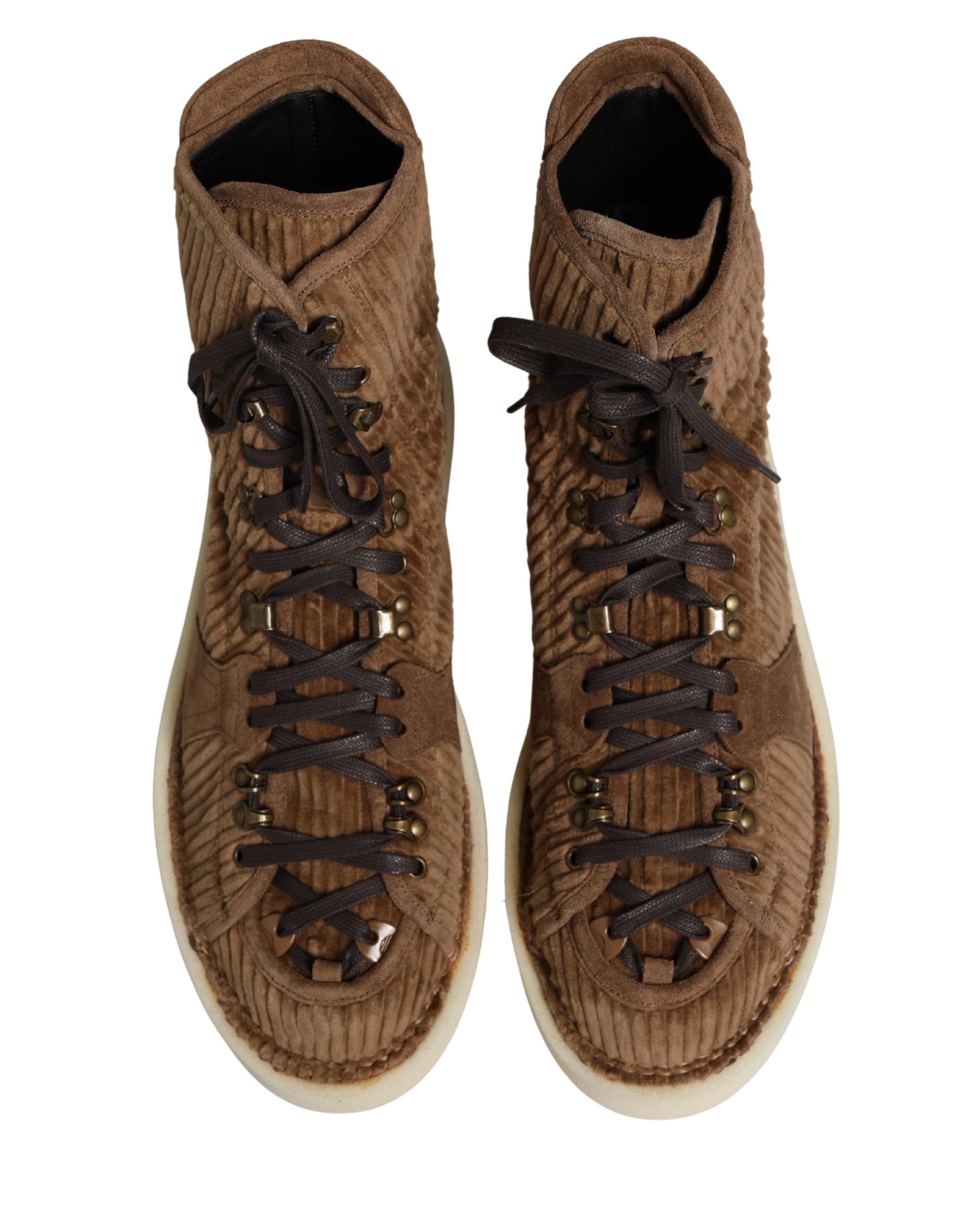 Dolce & Gabbana Brown Corduroy High Top Oxford Men's Boots