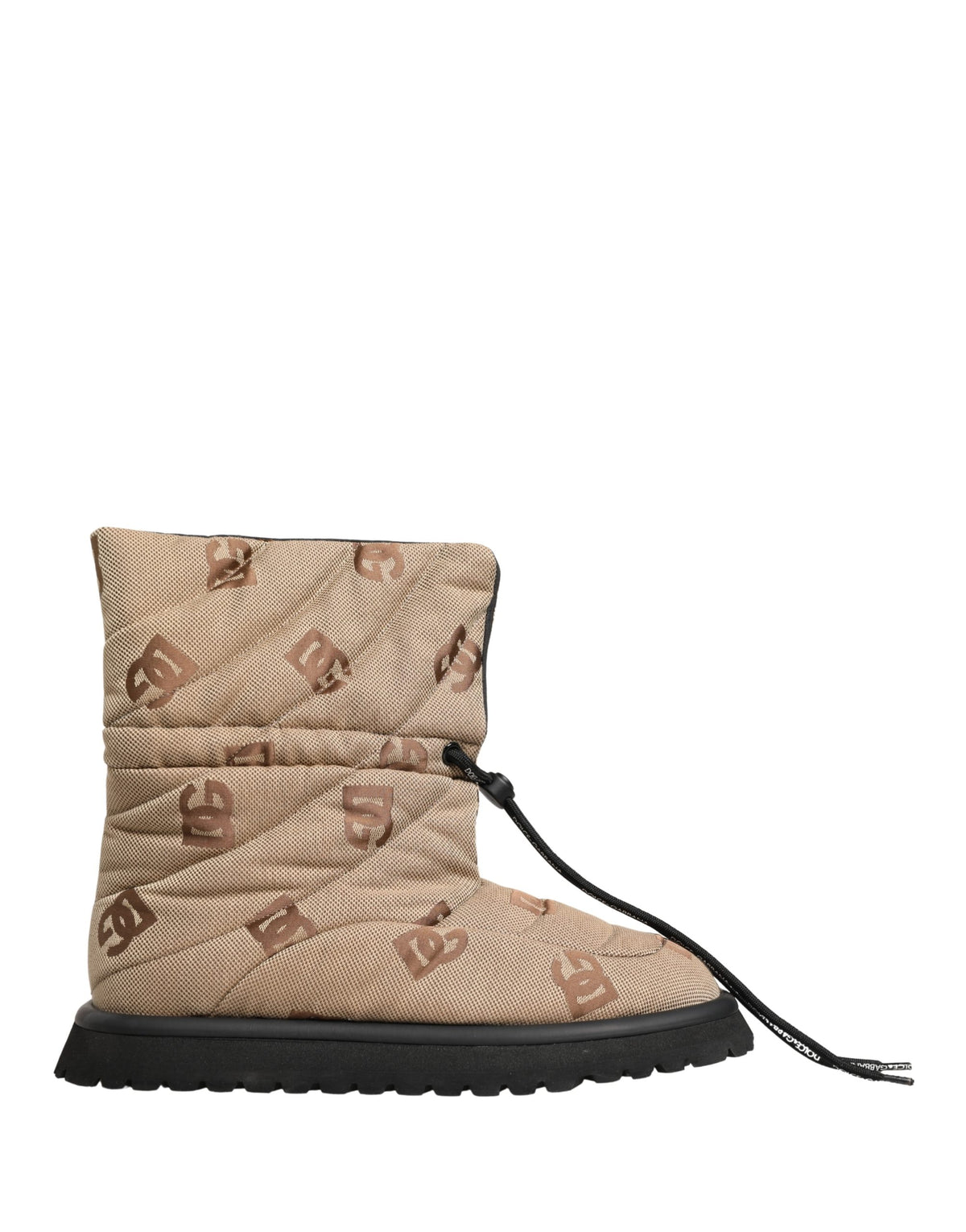 Dolce & Gabbana Brown Logo Print Lace Up Snow Boots Men's Shoes