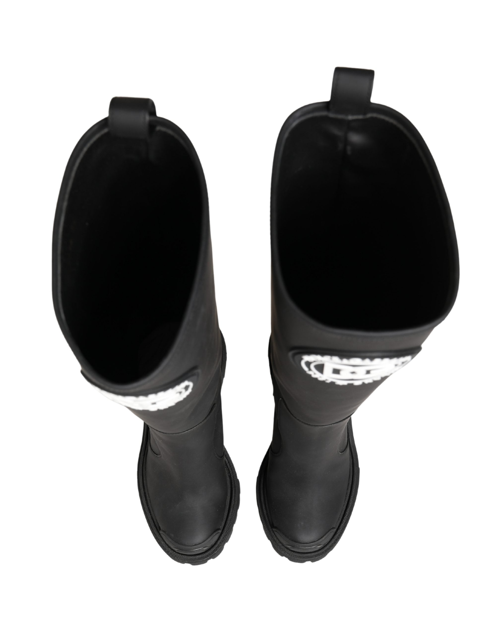 Dolce & Gabbana Black Rubberised Leather High Boots Women's Shoes
