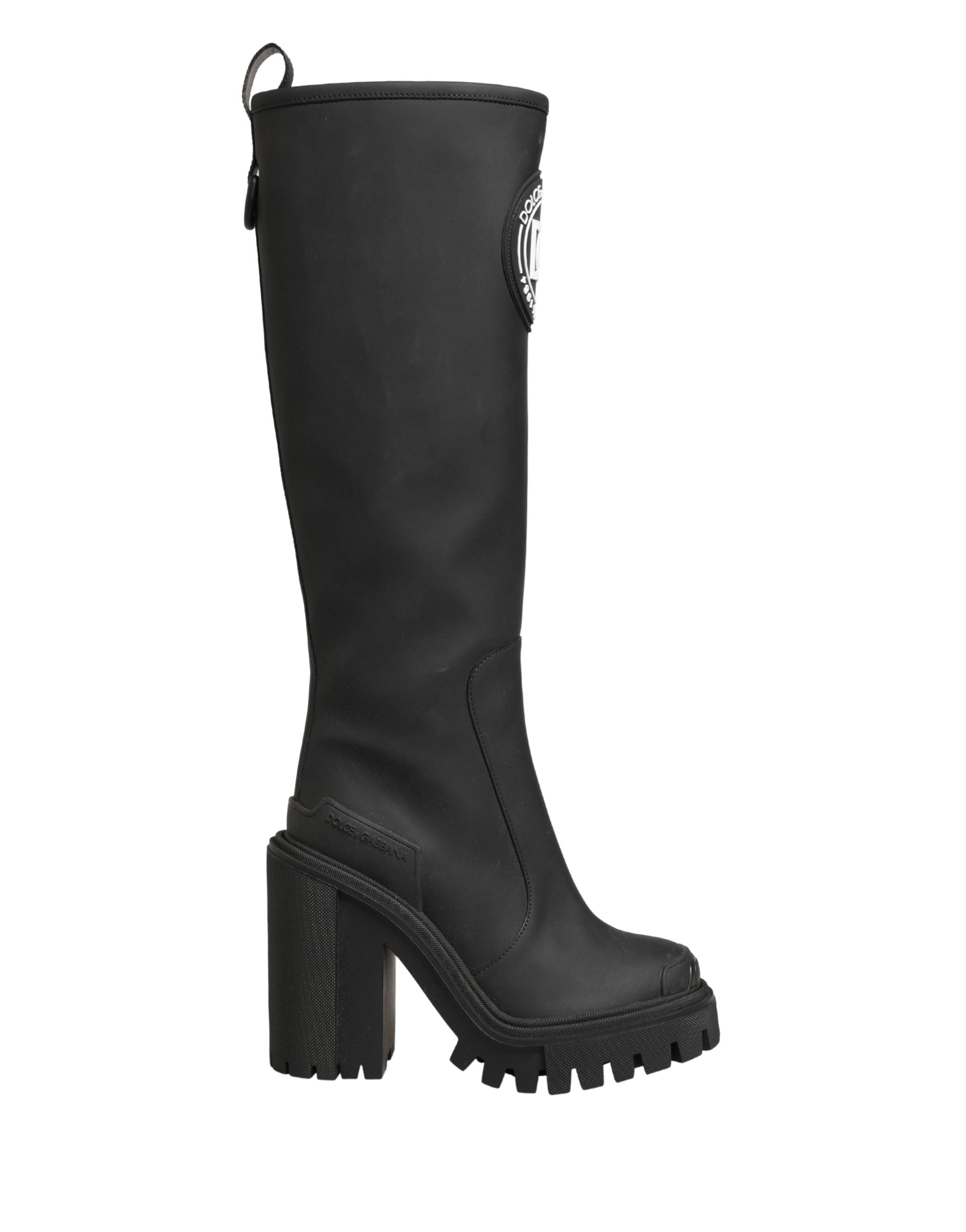 Dolce & Gabbana Black Rubberised Leather High Boots Women's Shoes