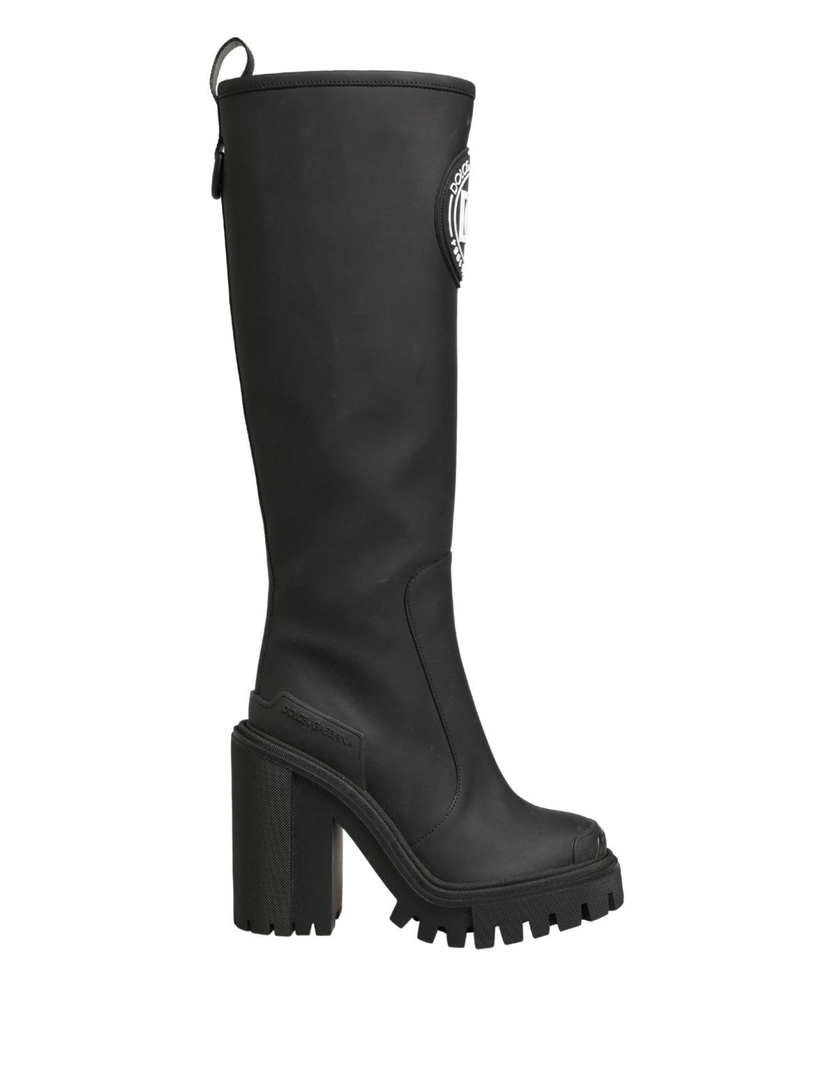 Dolce & Gabbana Black Rubberised Leather High Boots Women's Shoes