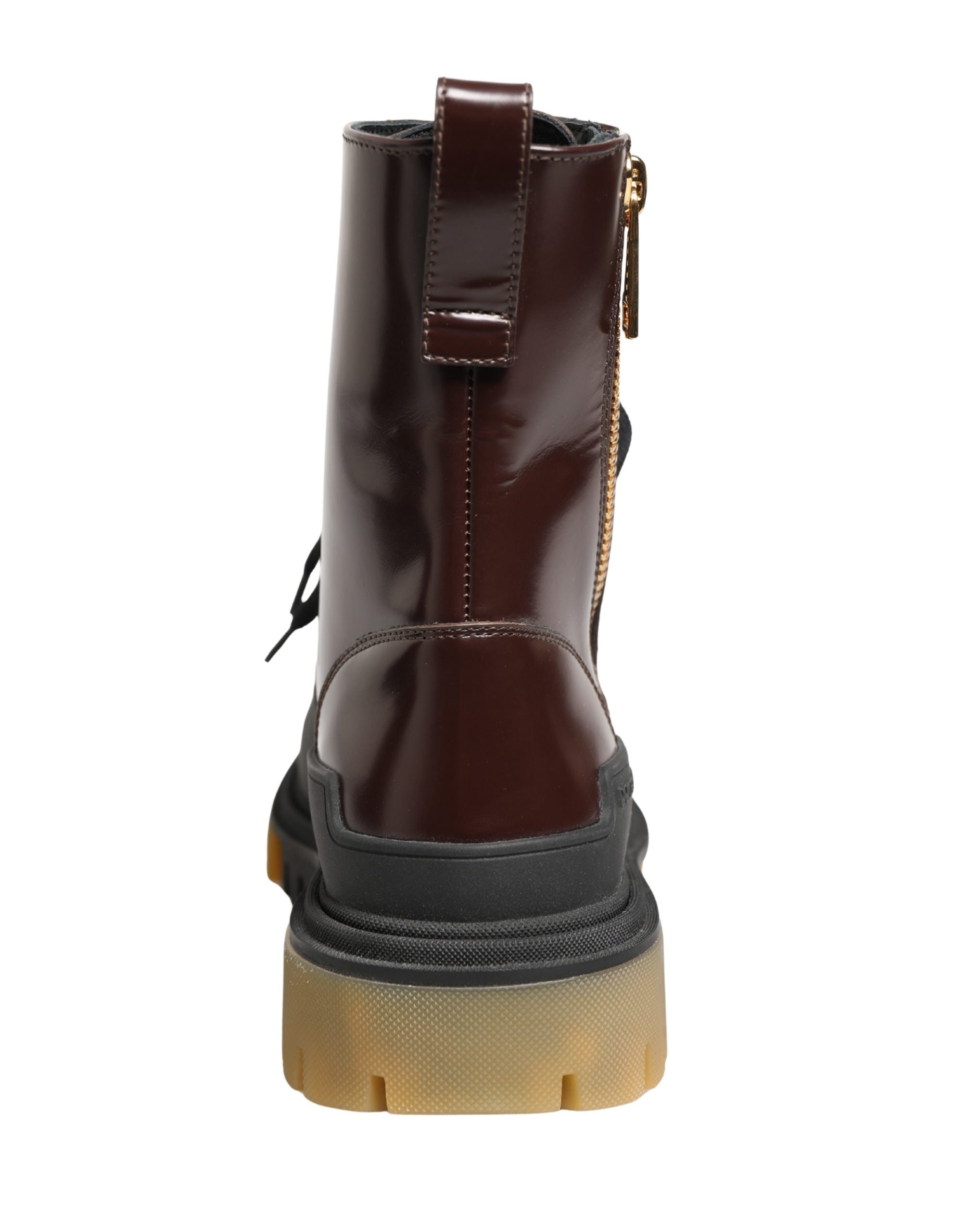 Dolce & Gabbana Maroon Leather Lace Up Biker Boots Women's Shoes (Pre-Owned)
