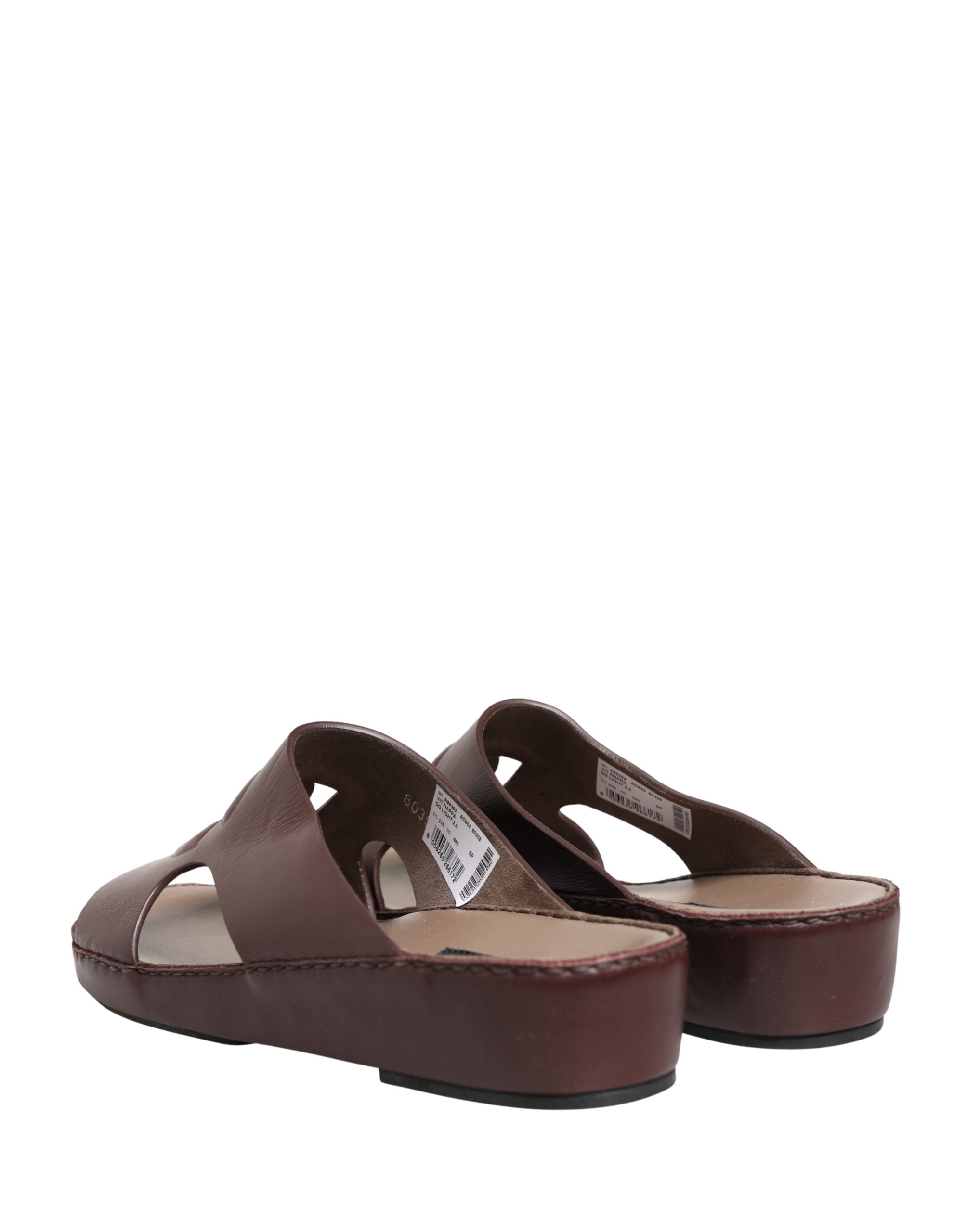 Dolce & Gabbana Maroon Leather Cutout DG Logo Sandals Women's Shoes