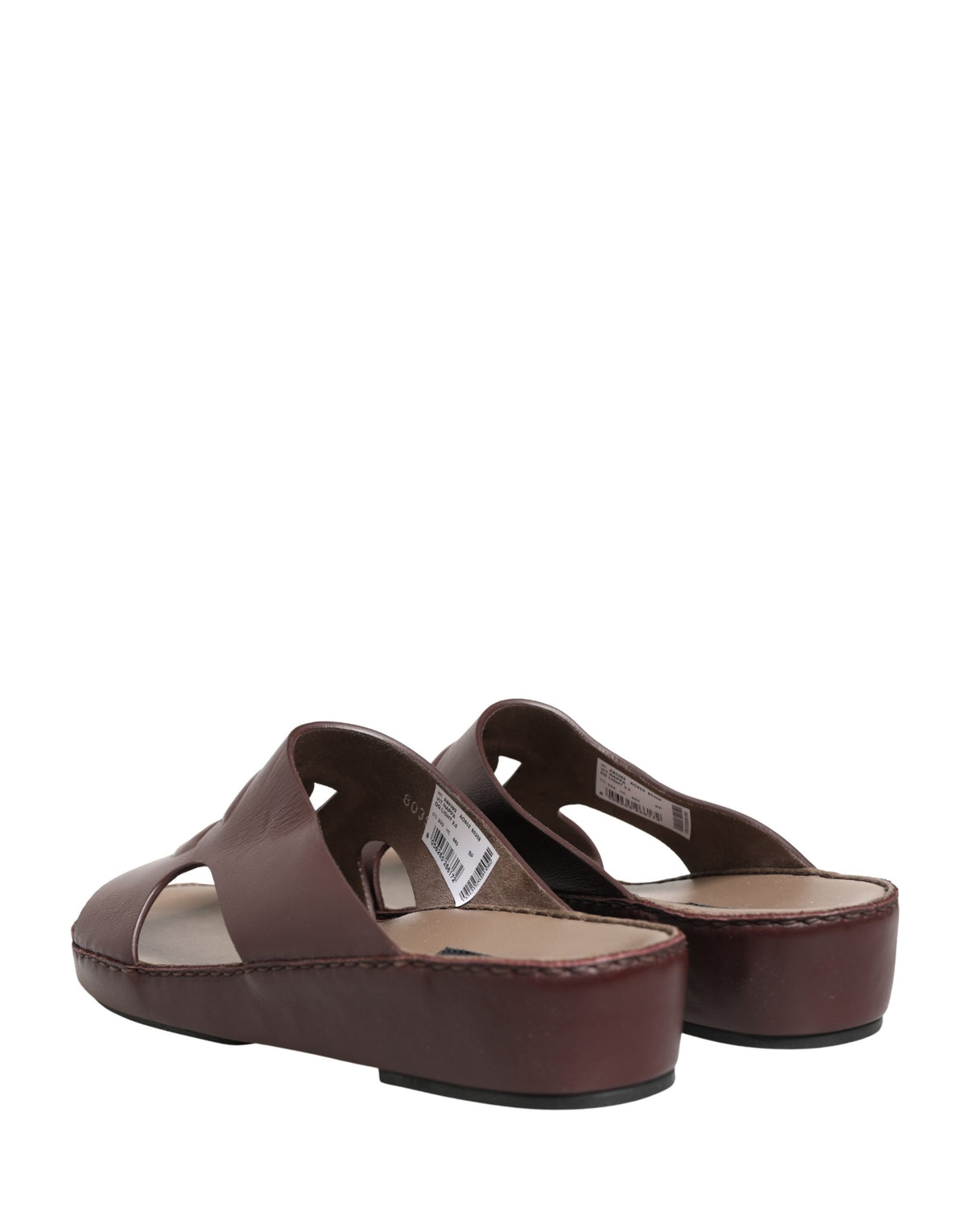 Dolce & Gabbana Maroon Leather Cutout DG Logo Sandals Women's Shoes