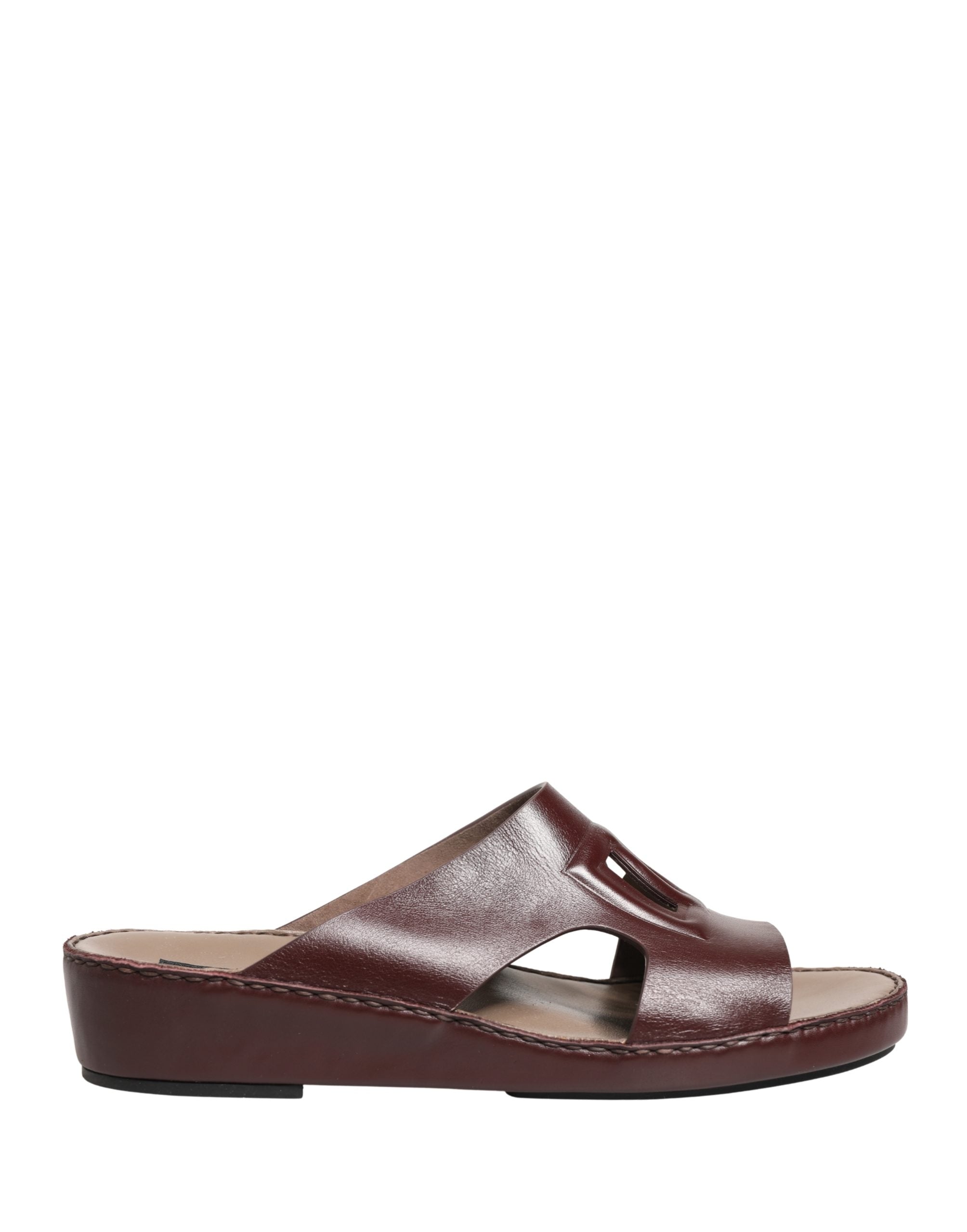 Dolce & Gabbana Maroon Leather Cutout DG Logo Sandals Women's Shoes