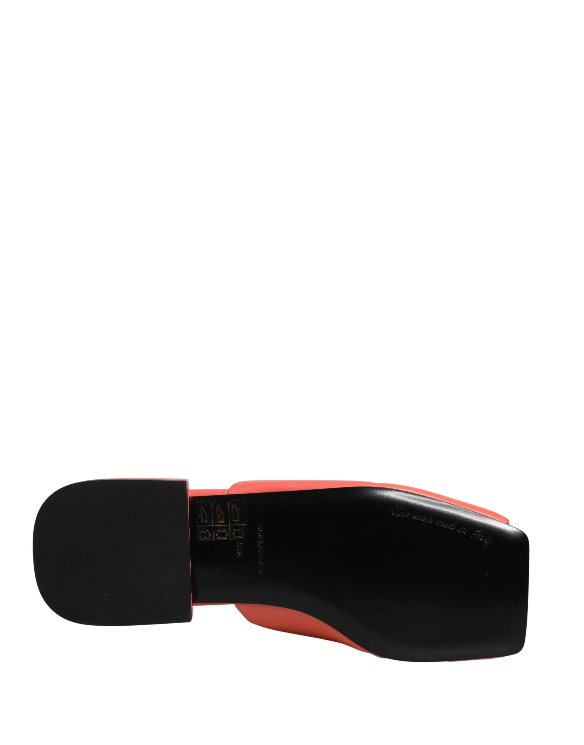 Dolce & Gabbana Orange DG Logo Leather Flats Sandals Women's Shoes
