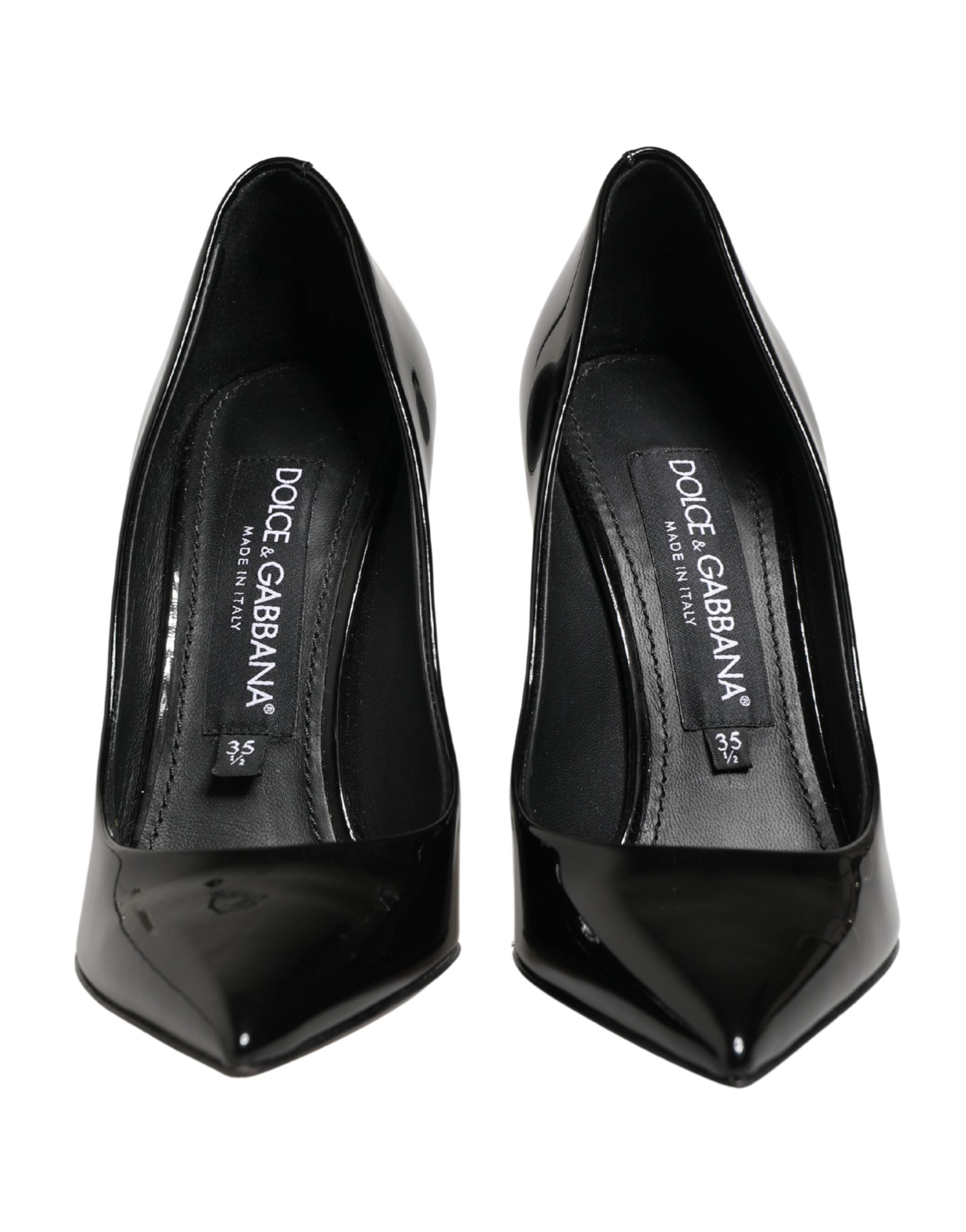 Dolce & Gabbana Black Calf Leather Stiletto Heels Pumps Women's Shoes