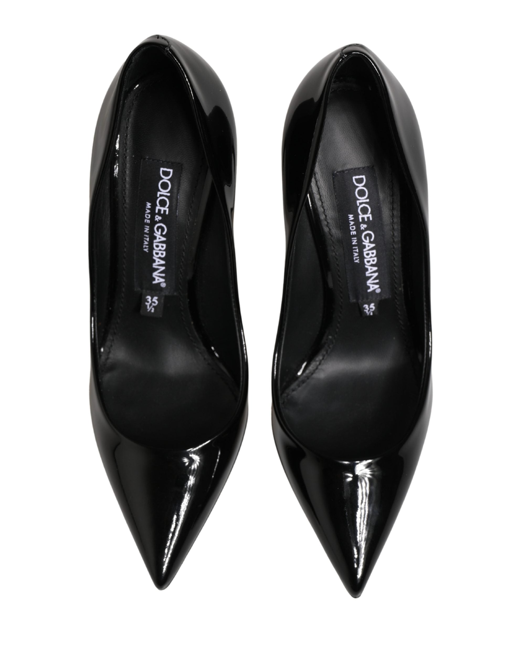 Dolce & Gabbana Black Calf Leather Stiletto Heels Pumps Women's Shoes