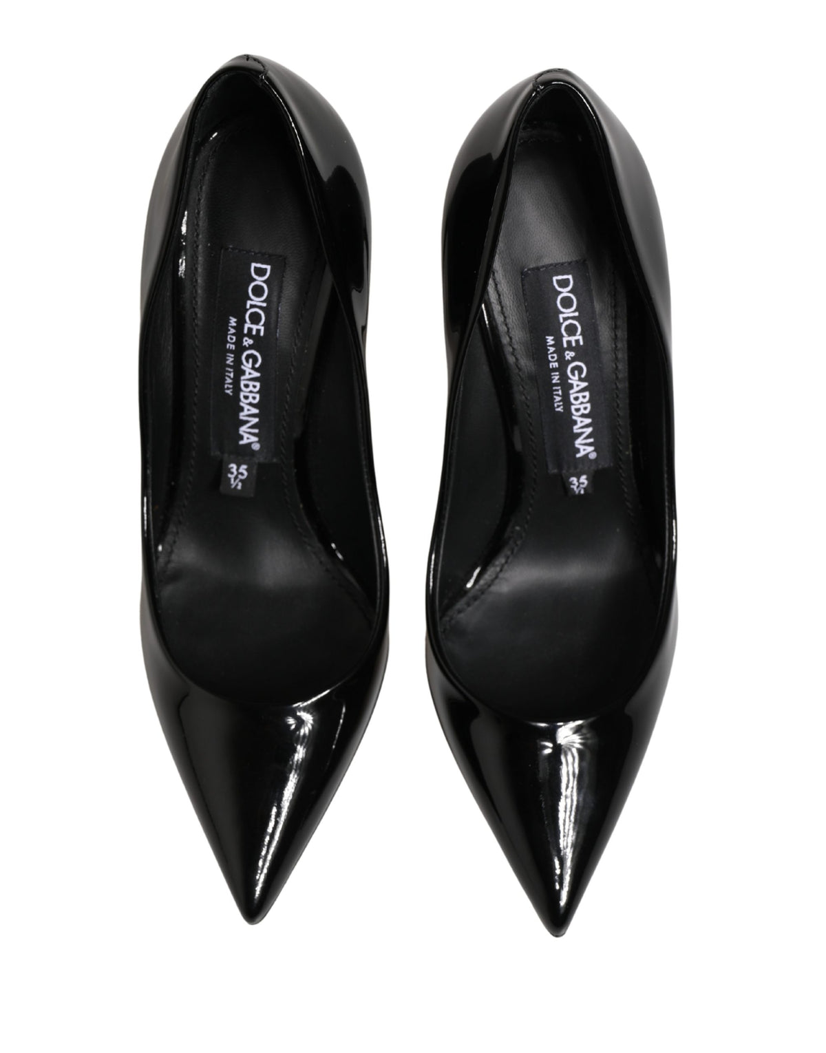 Dolce & Gabbana Black Calf Leather Stiletto Heels Pumps Women's Shoes