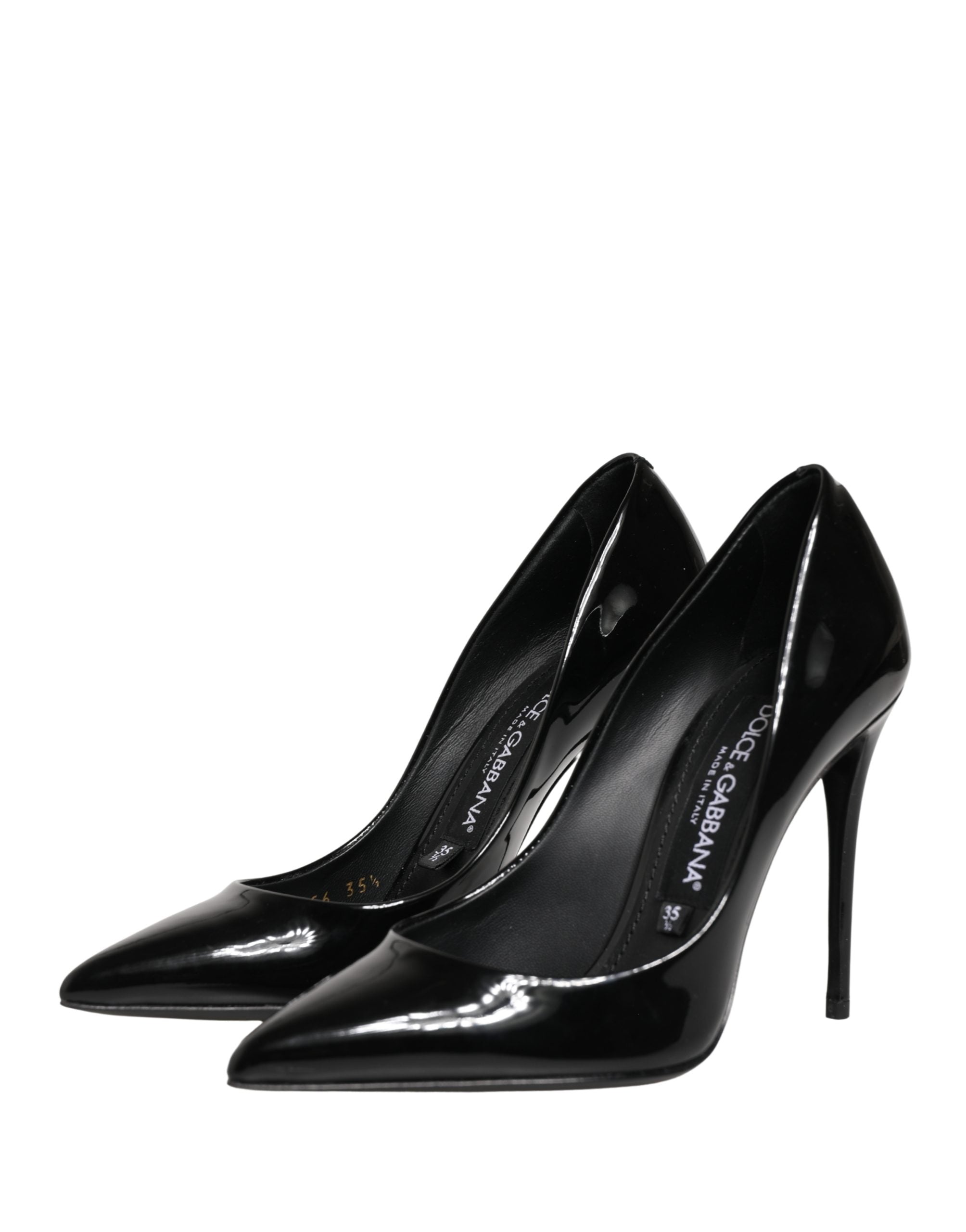Dolce & Gabbana Black Calf Leather Stiletto Heels Pumps Women's Shoes