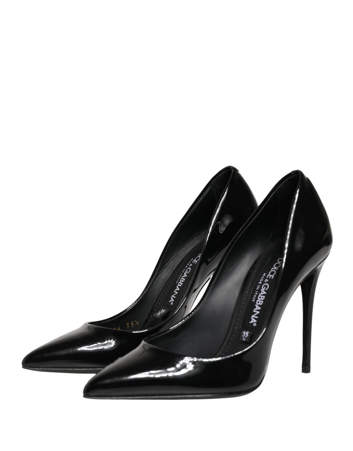 Dolce & Gabbana Black Calf Leather Stiletto Heels Pumps Women's Shoes