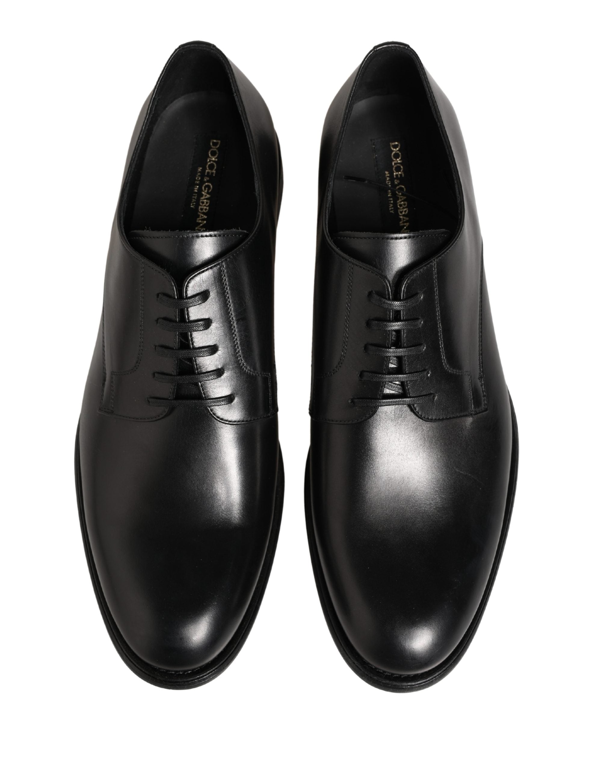 Dolce & Gabbana Black Calfskin Leather Derby Men Dress Men's Shoes