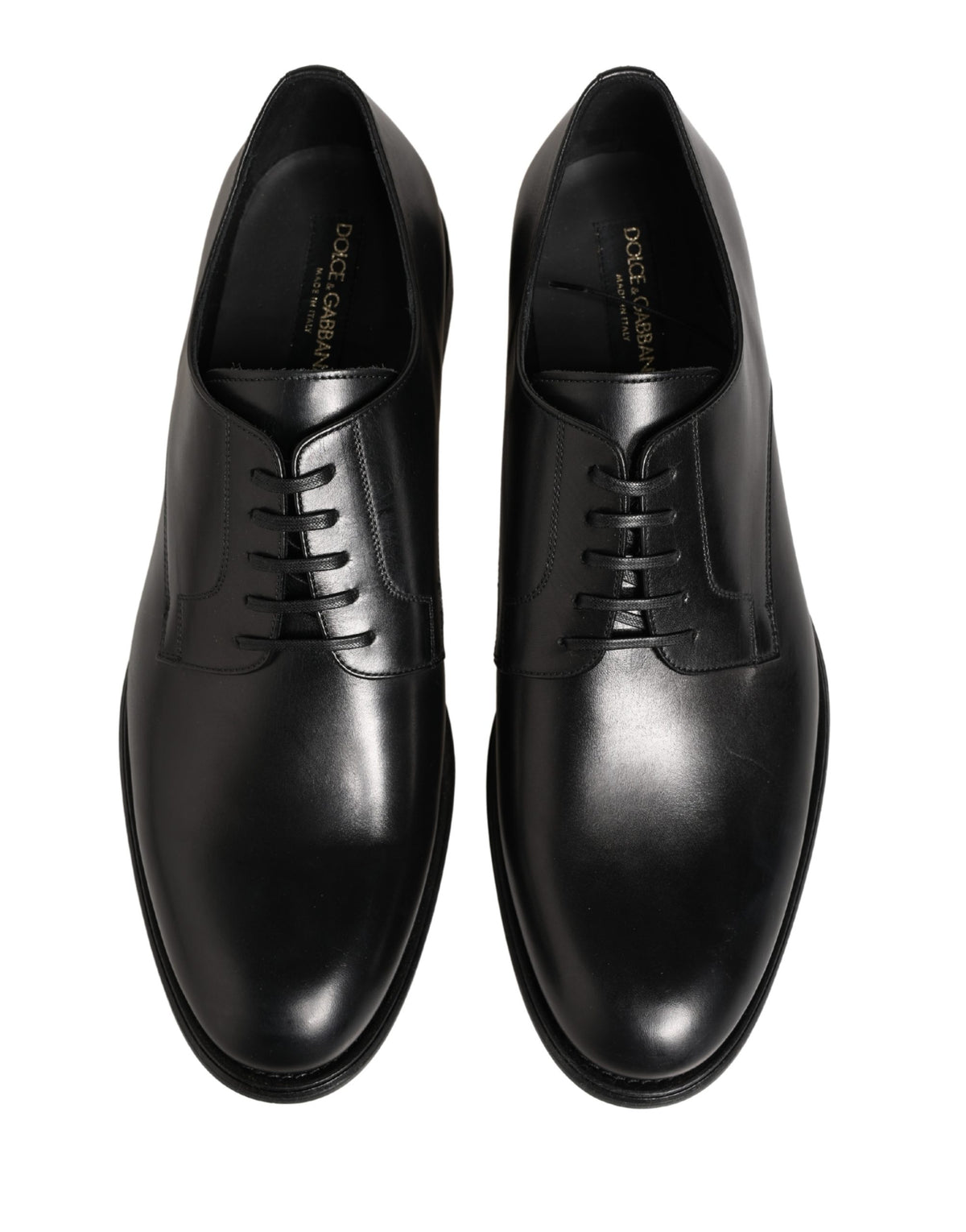 Dolce & Gabbana Black Calfskin Leather Derby Men Dress Men's Shoes