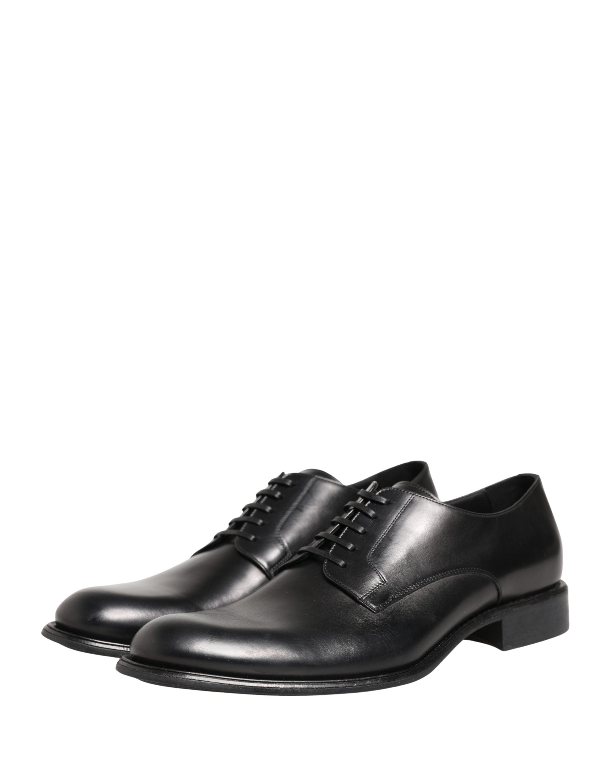 Dolce & Gabbana Black Calfskin Leather Derby Men Dress Men's Shoes