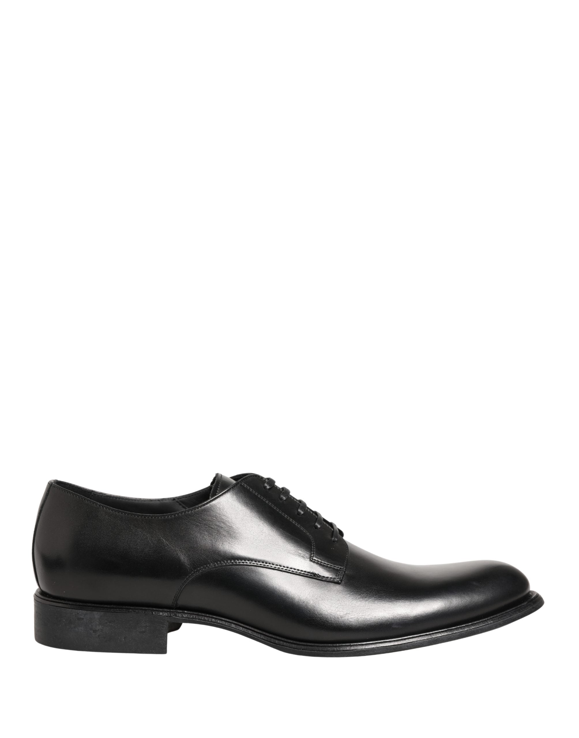 Dolce & Gabbana Black Calfskin Leather Derby Men Dress Men's Shoes