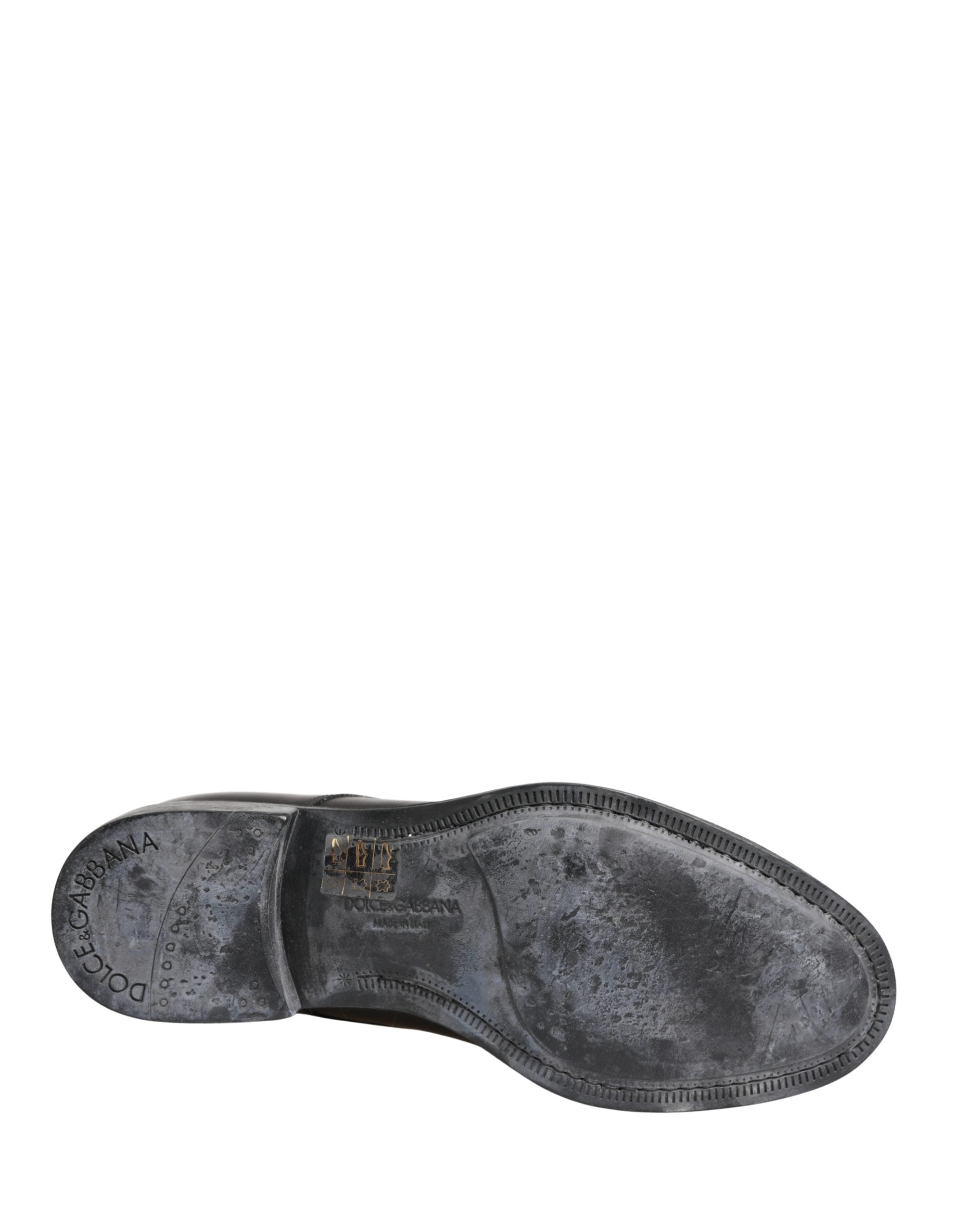 Dolce & Gabbana Black Calfskin Leather Derby Men Dress Men's Shoes (Pre-Owned)