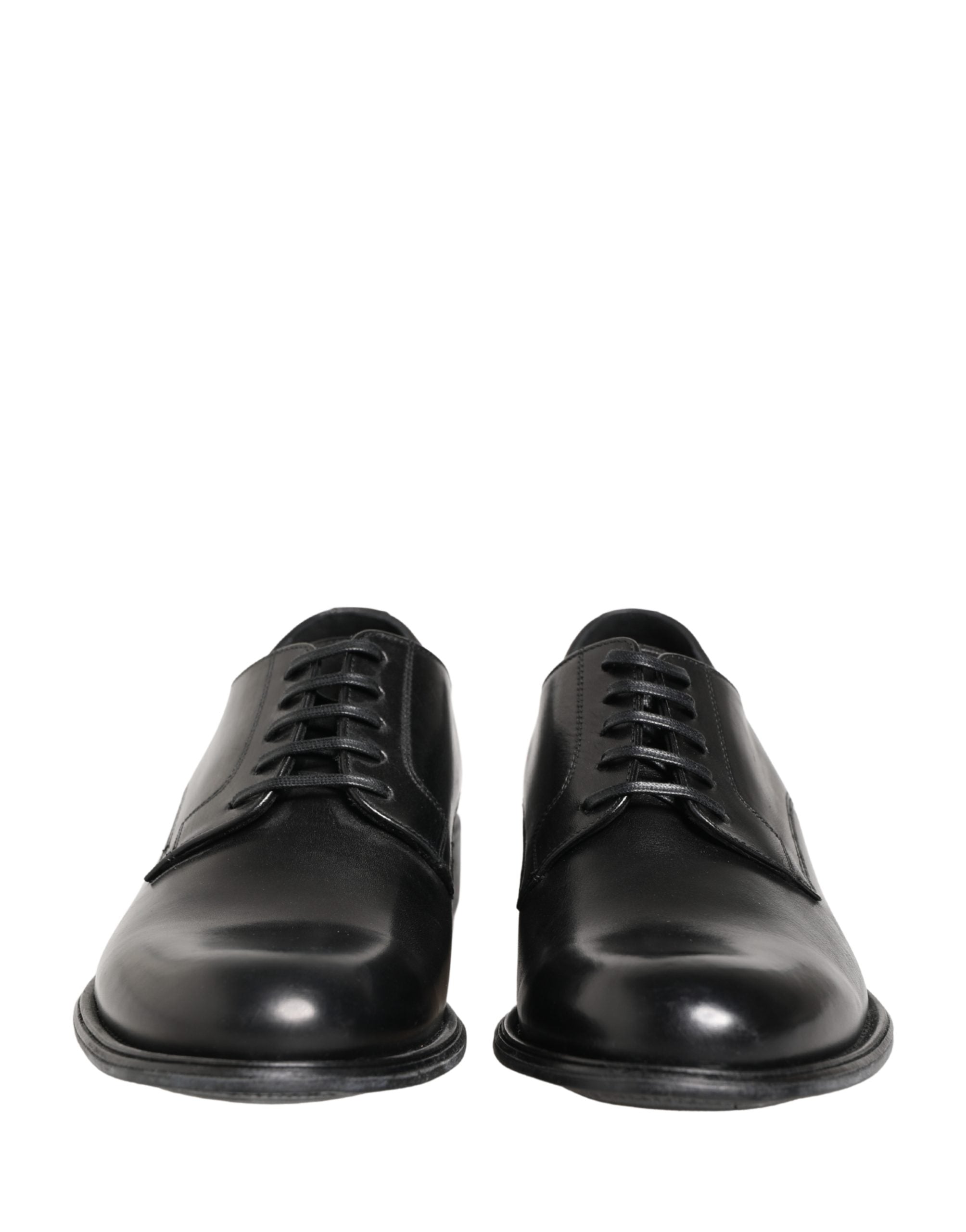 Dolce & Gabbana Black Calfskin Leather Derby Men Dress Men's Shoes (Pre-Owned)