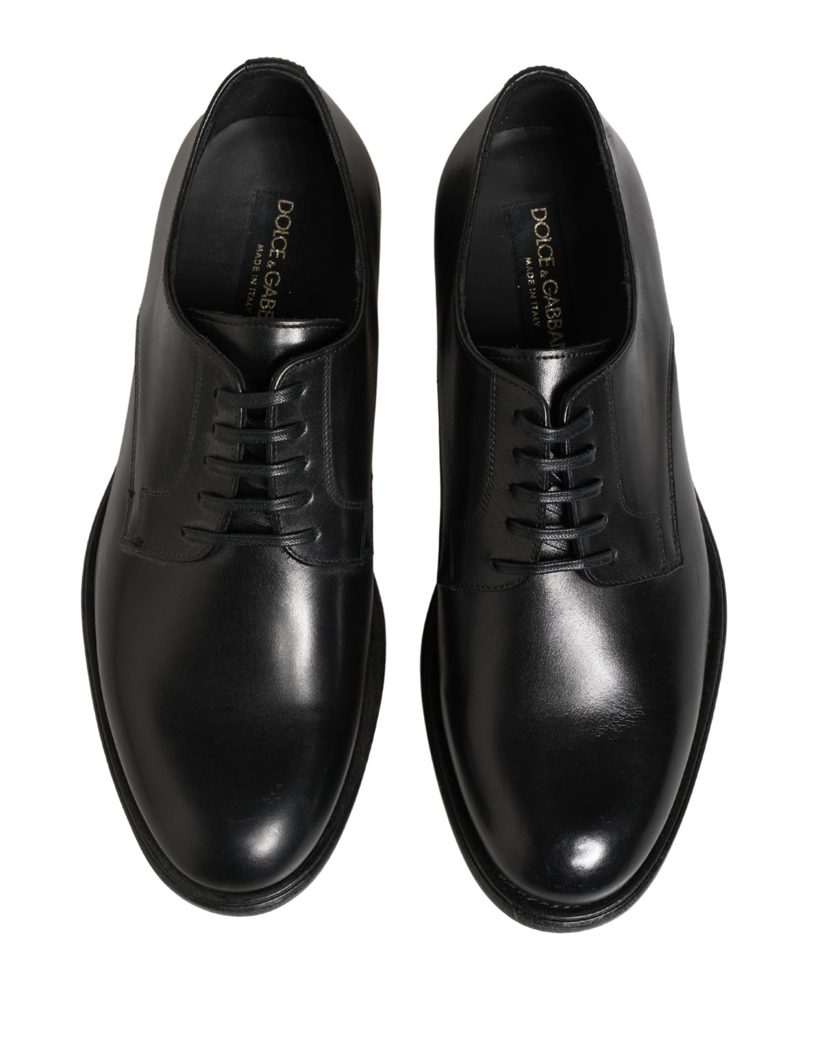 Dolce & Gabbana Black Calfskin Leather Derby Men Dress Men's Shoes (Pre-Owned)
