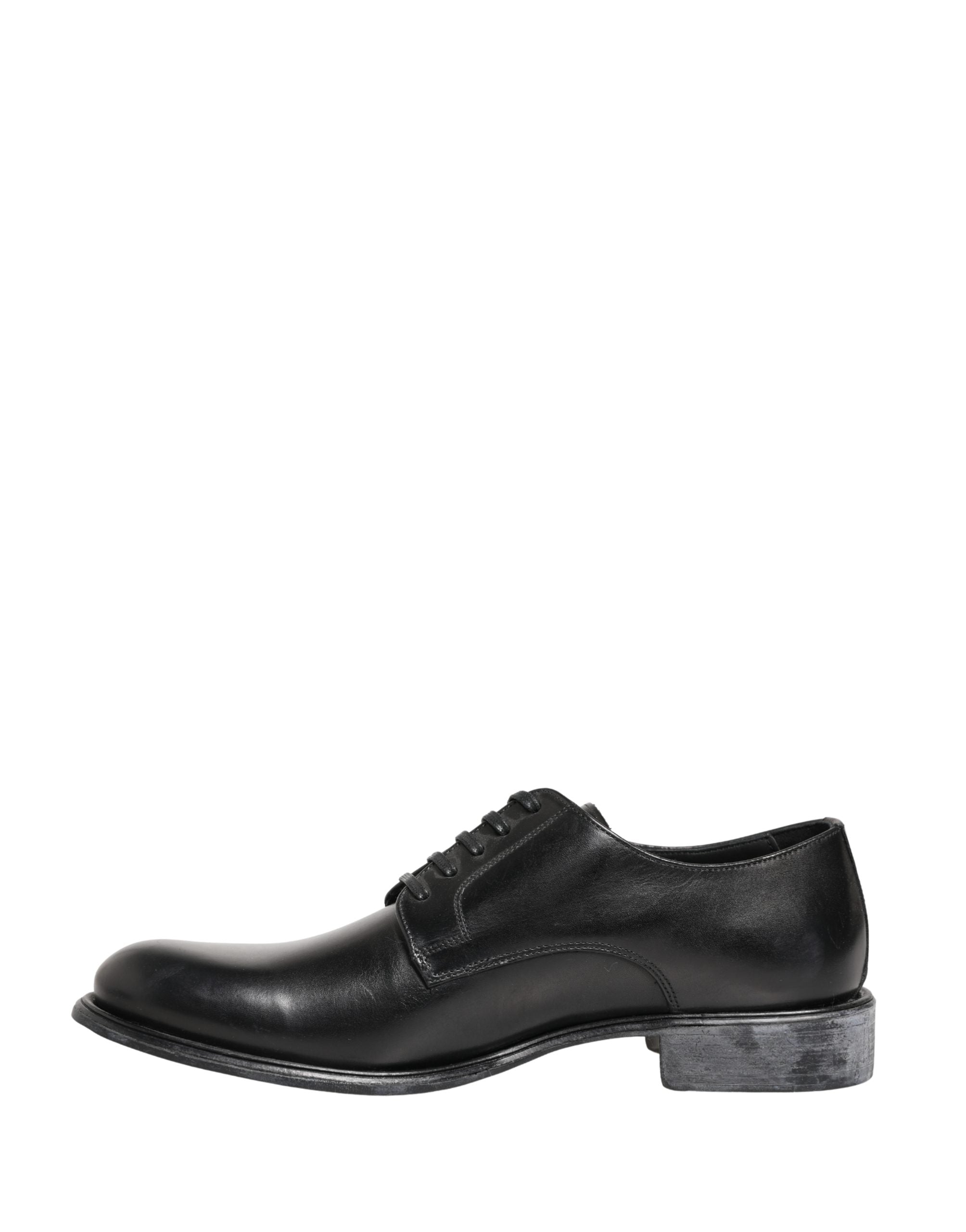 Dolce & Gabbana Black Calfskin Leather Derby Men Dress Men's Shoes (Pre-Owned)