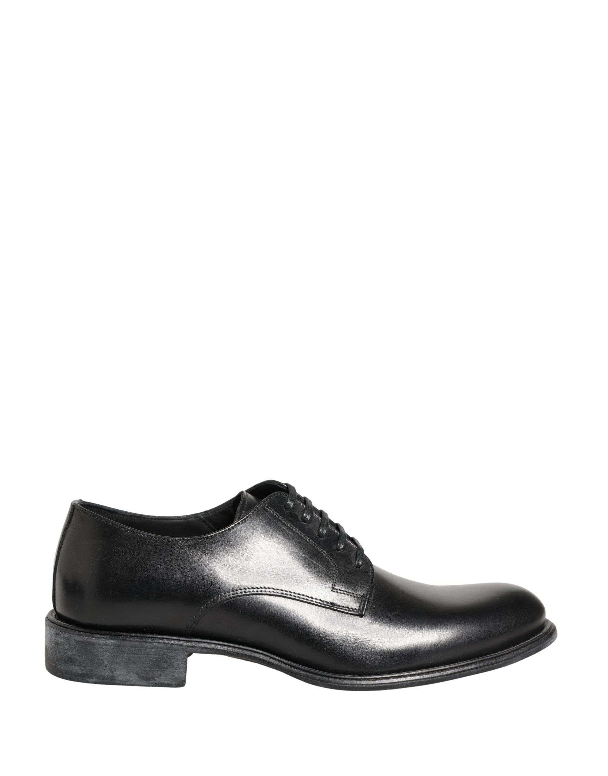 Dolce & Gabbana Black Calfskin Leather Derby Men Dress Men's Shoes (Pre-Owned)