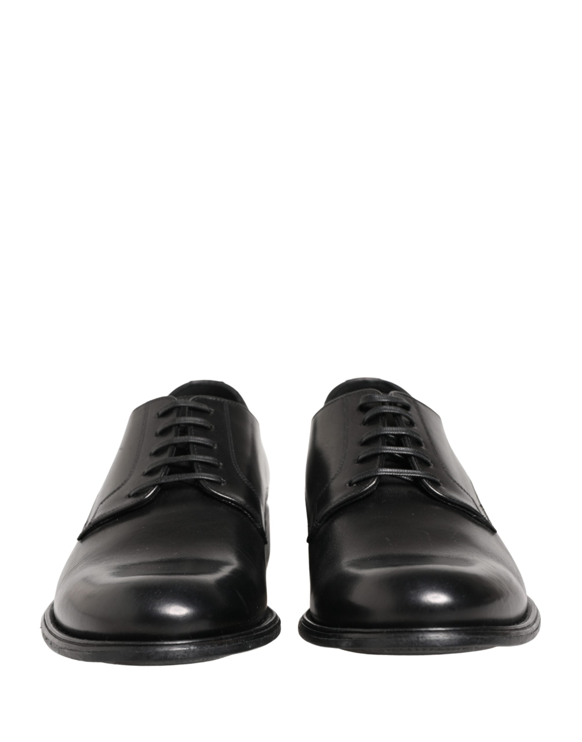 Dolce & Gabbana Black Calfskin Leather Derby Men Dress Men's Shoes (Pre-Owned)