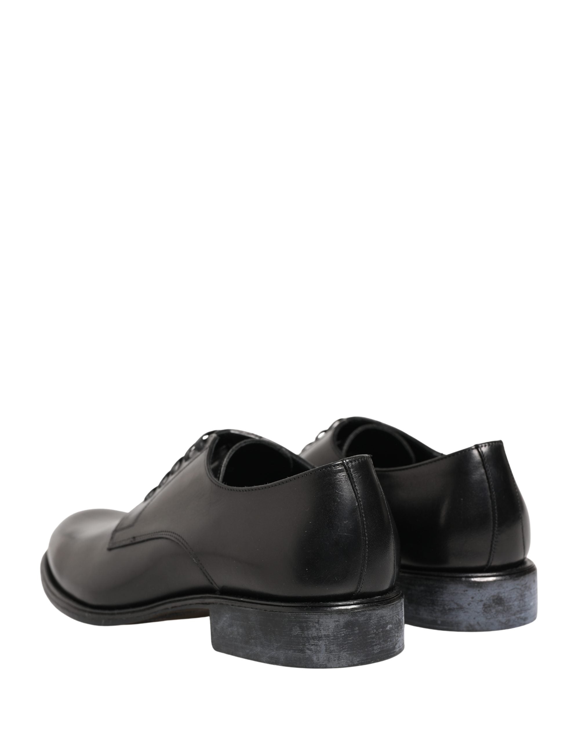 Dolce & Gabbana Black Calfskin Leather Derby Men Dress Men's Shoes (Pre-Owned)